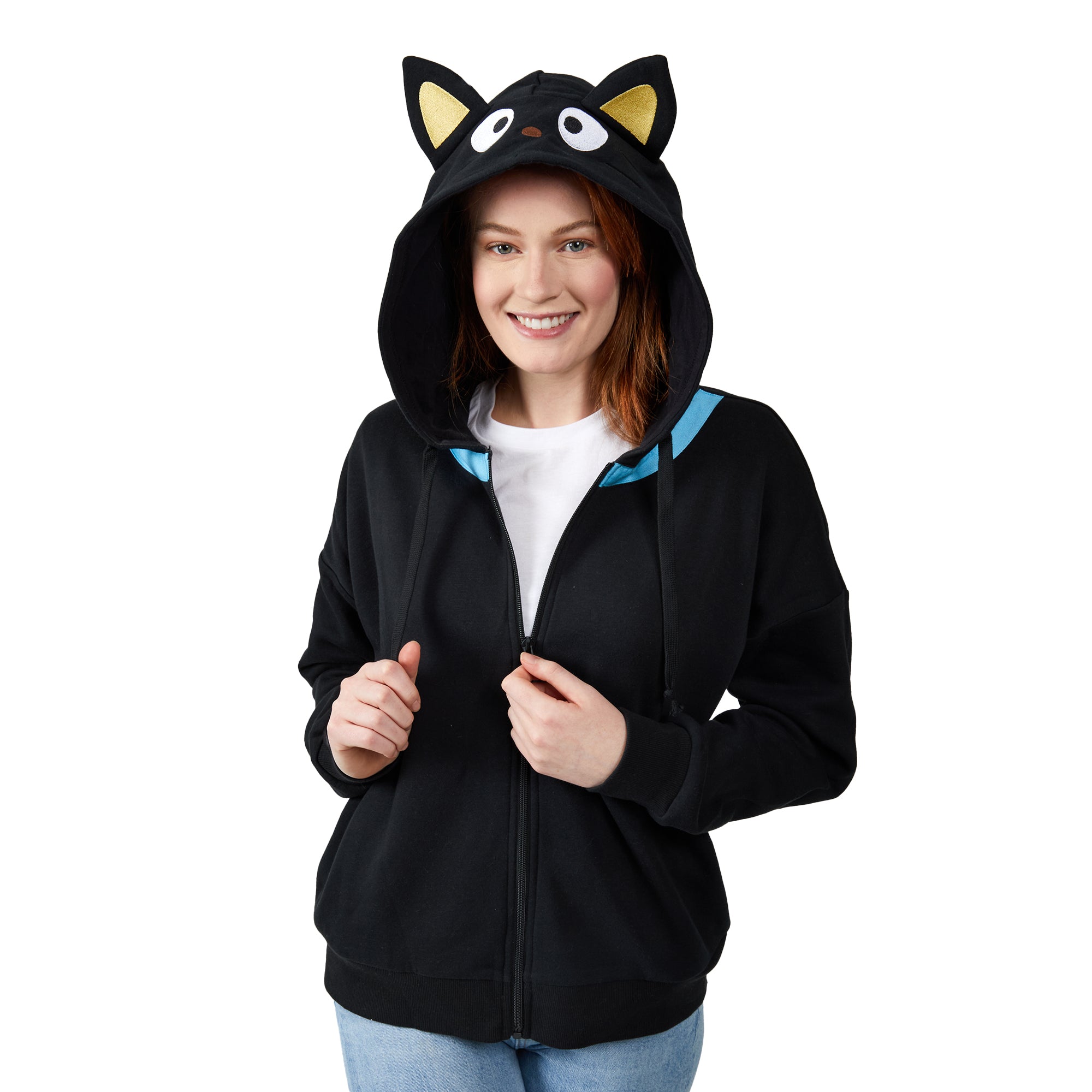 Chococat Cosplay Long Sleeve Women's Black Zip Hoodie