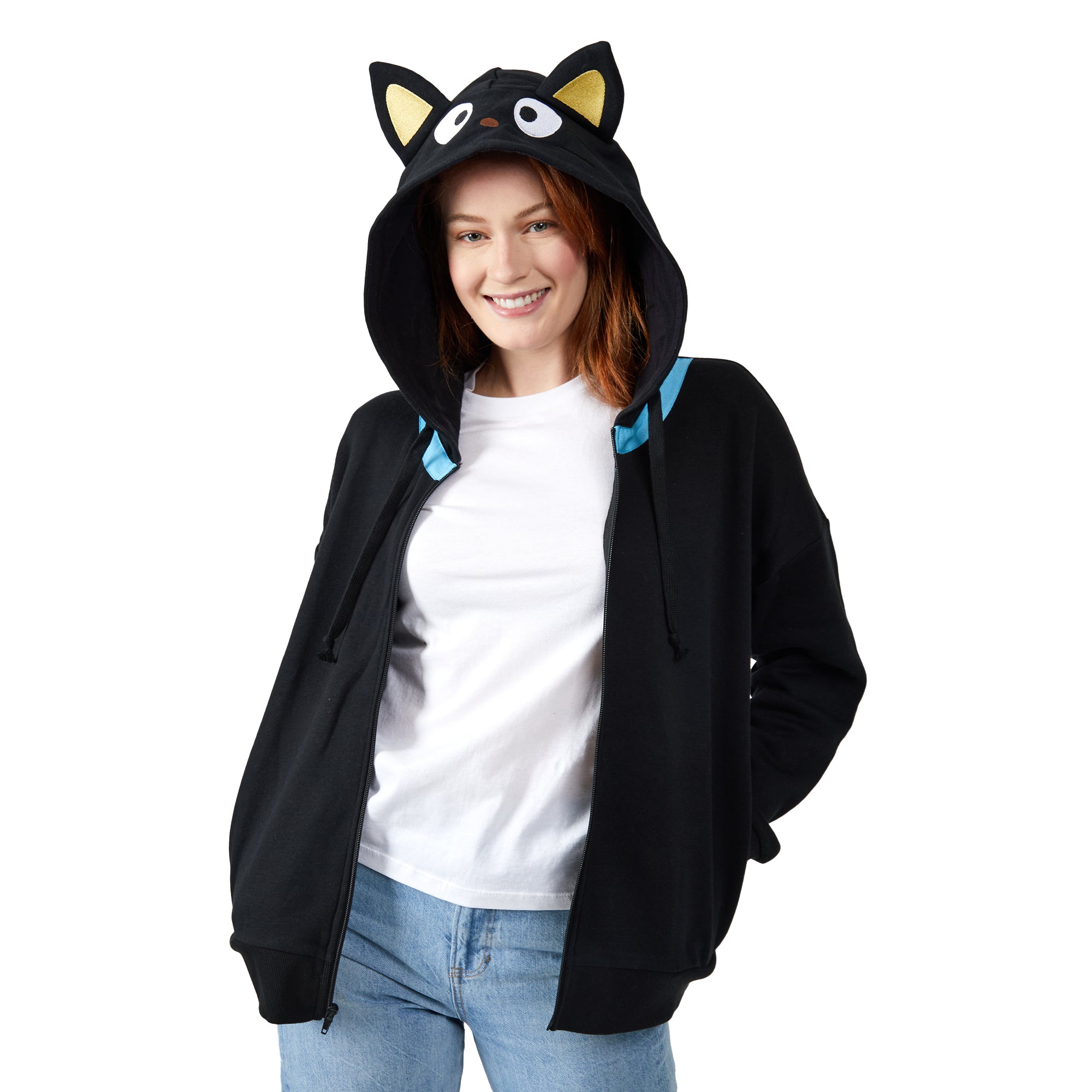Chococat Cosplay Long Sleeve Women's Black Zip Hoodie