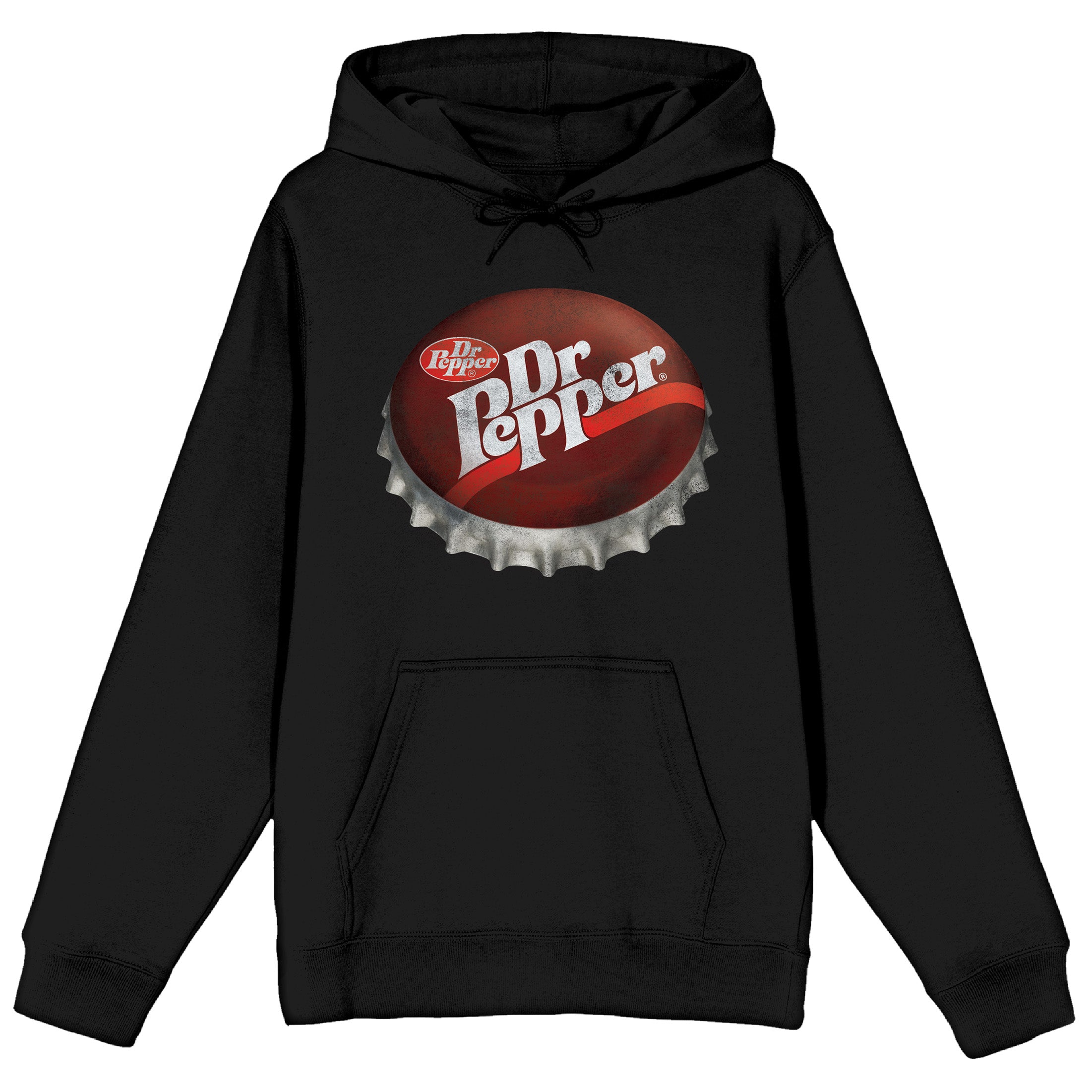 Dr Pepper Bottle Cap Art Long Sleeve Black Adult Hooded Sweatshirt