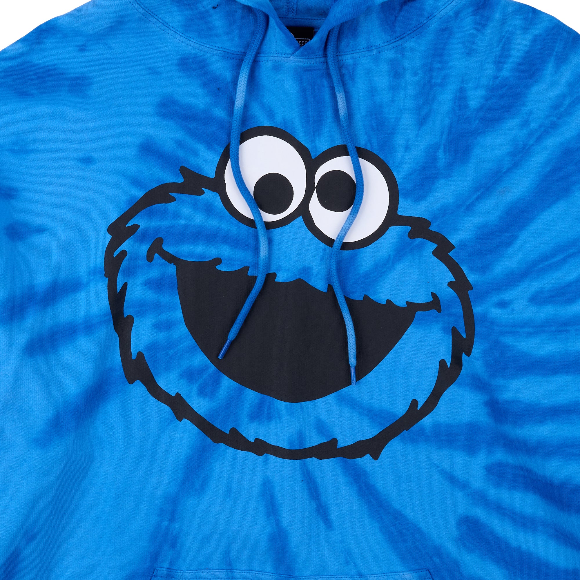 Sesame Street Cookie Monster Cookies Women's Blue Tie-Dye Long Sleeve Fleece Hooded Sweatshirt