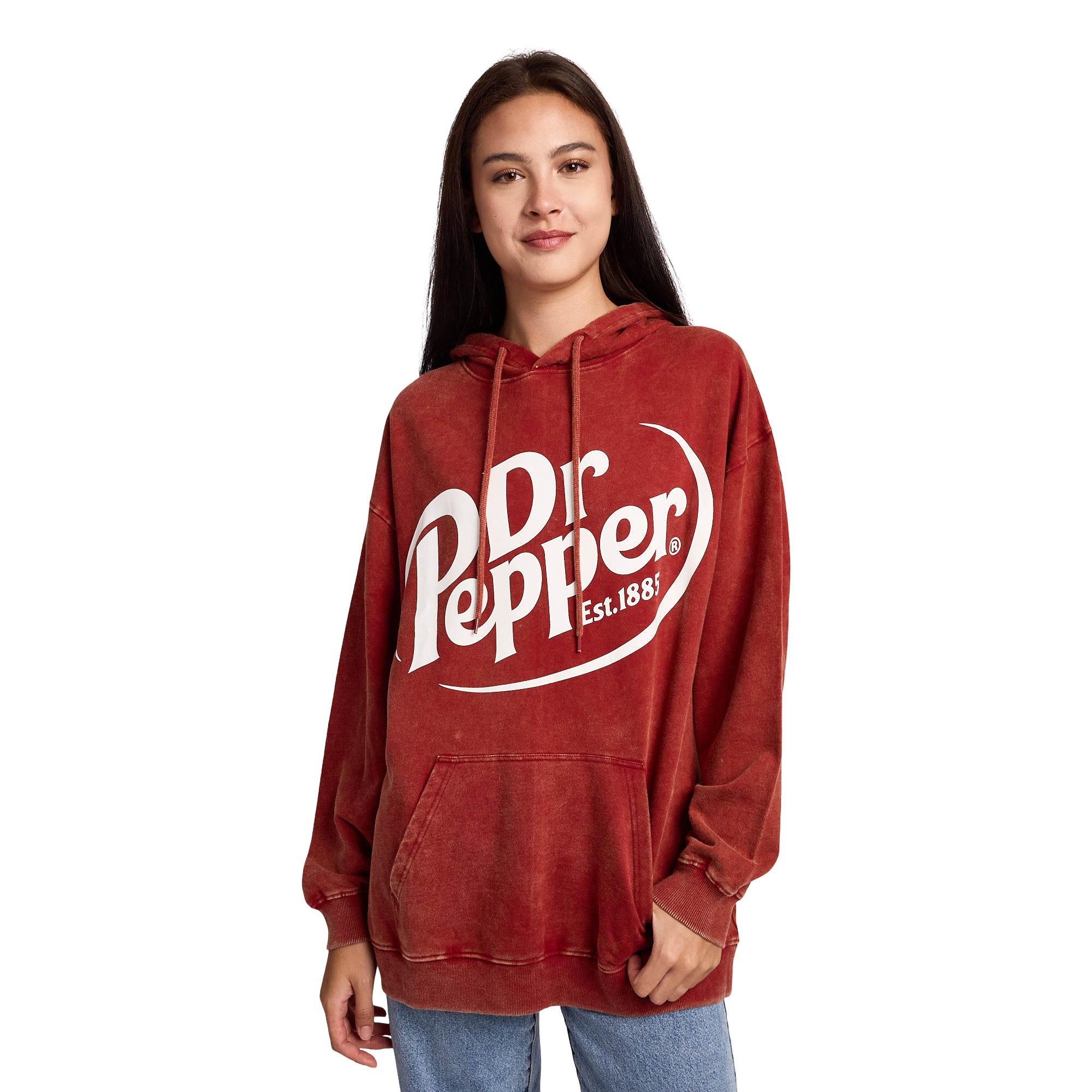 Dr Pepper It's A Pepper Thing Women's Red Mineral Wash Long Sleeve Fleece Hooded Sweatshirt