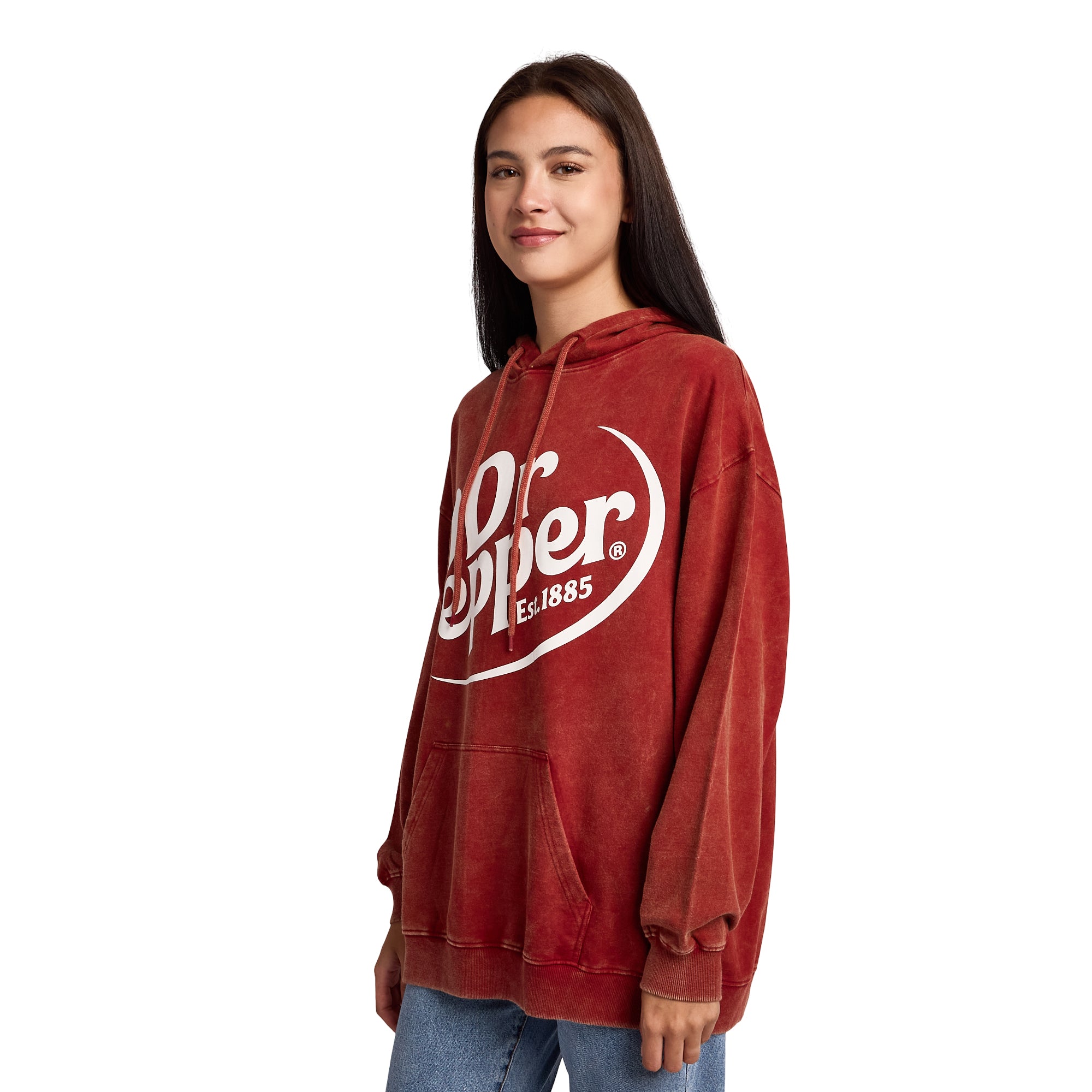 Dr Pepper It's A Pepper Thing Women's Red Mineral Wash Long Sleeve Fleece Hooded Sweatshirt
