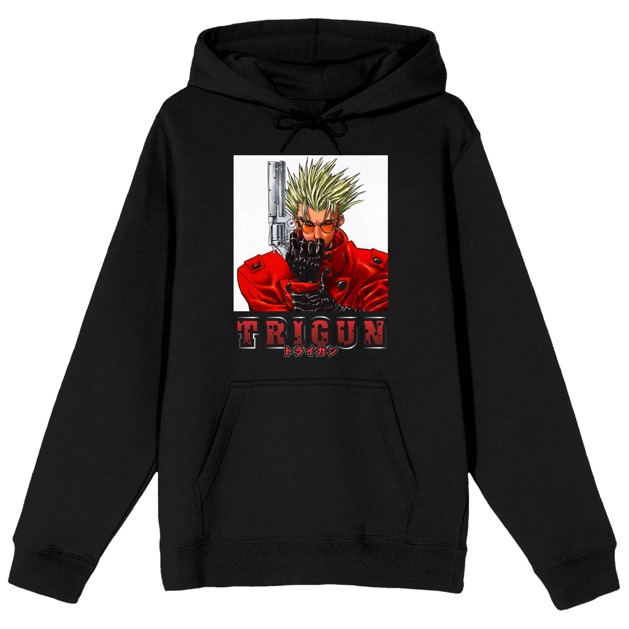 Trigun Vash With Gun Long Sleeve Black Adult Hooded Sweatshirt