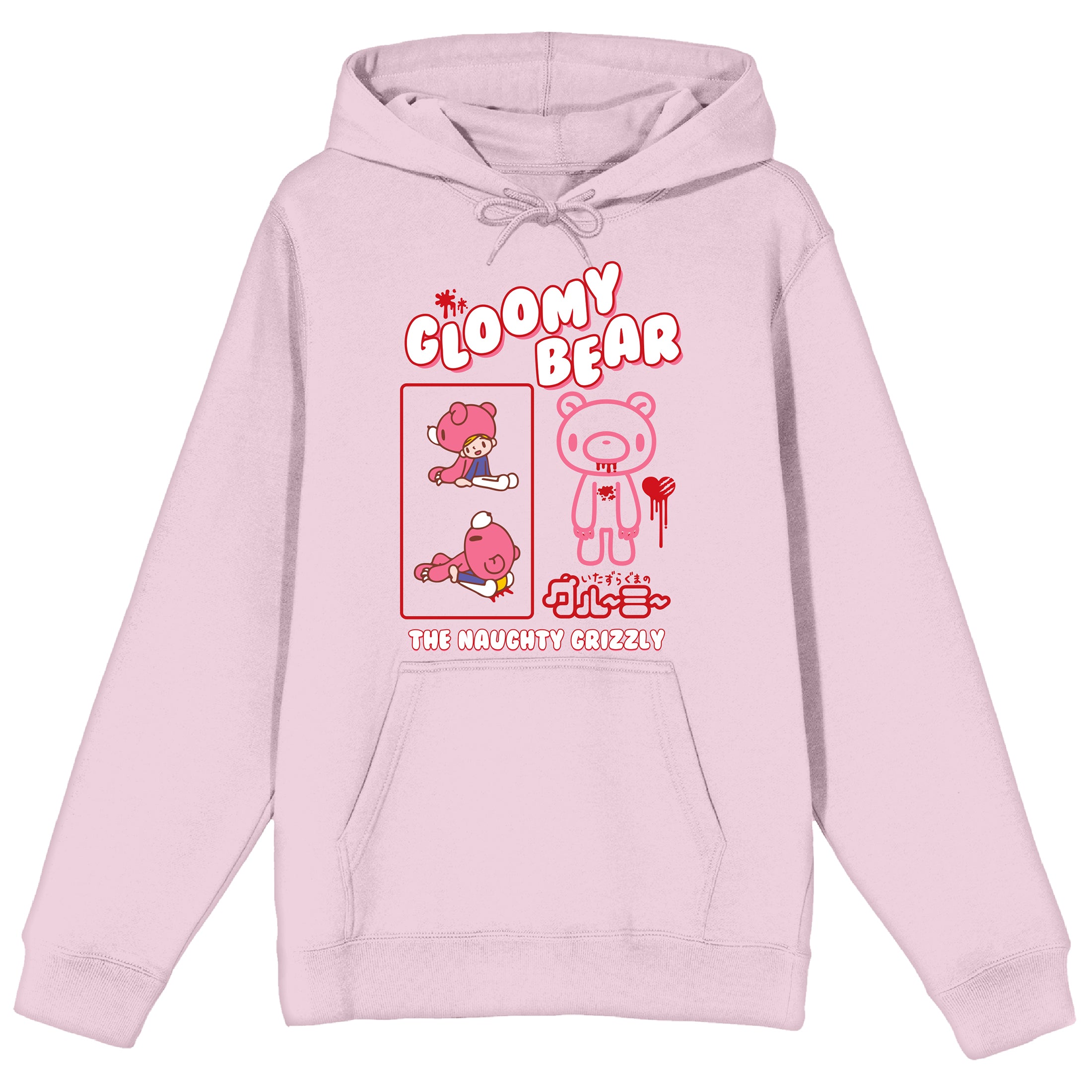 Gloomy Bear Naughty Grizzly Long Sleeve Cradle Pink Men's Hooded Sweatshirt