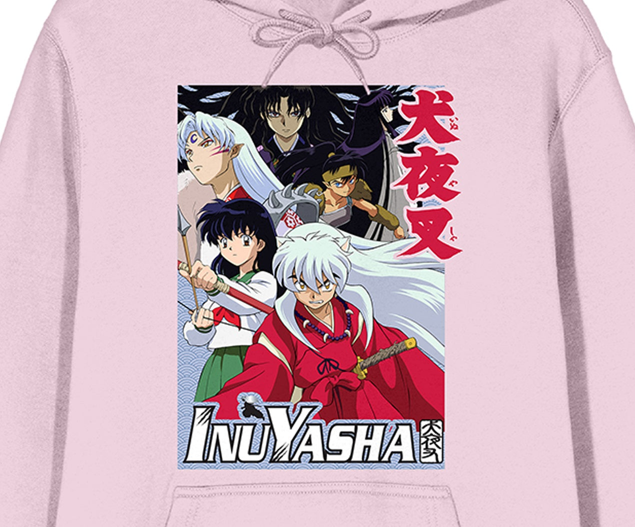 Inuyasha Group Shot Long Sleeve Cradle Pink Men's Hooded Sweatshirt-Small
