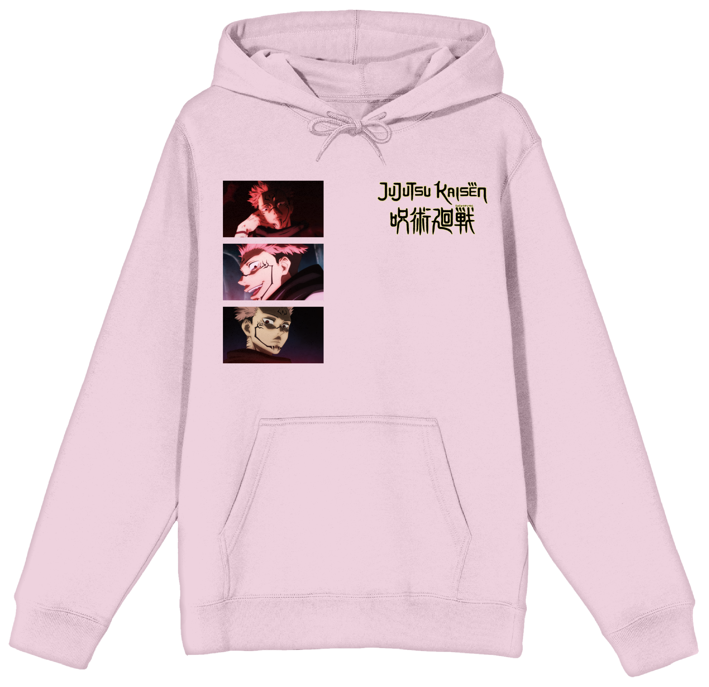 Jujutsu Kaisen Multi Screenshot Long Sleeve Cradle Pink Men's Hooded Sweatshirt