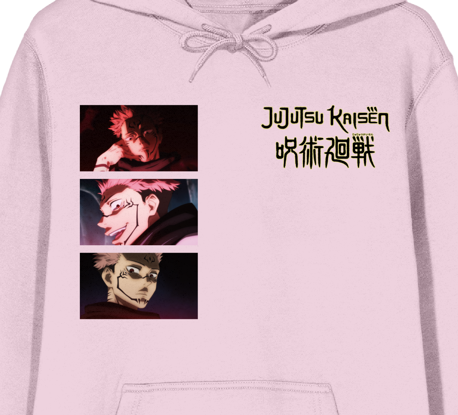 Jujutsu Kaisen Multi Screenshot Long Sleeve Cradle Pink Men's Hooded Sweatshirt-Small