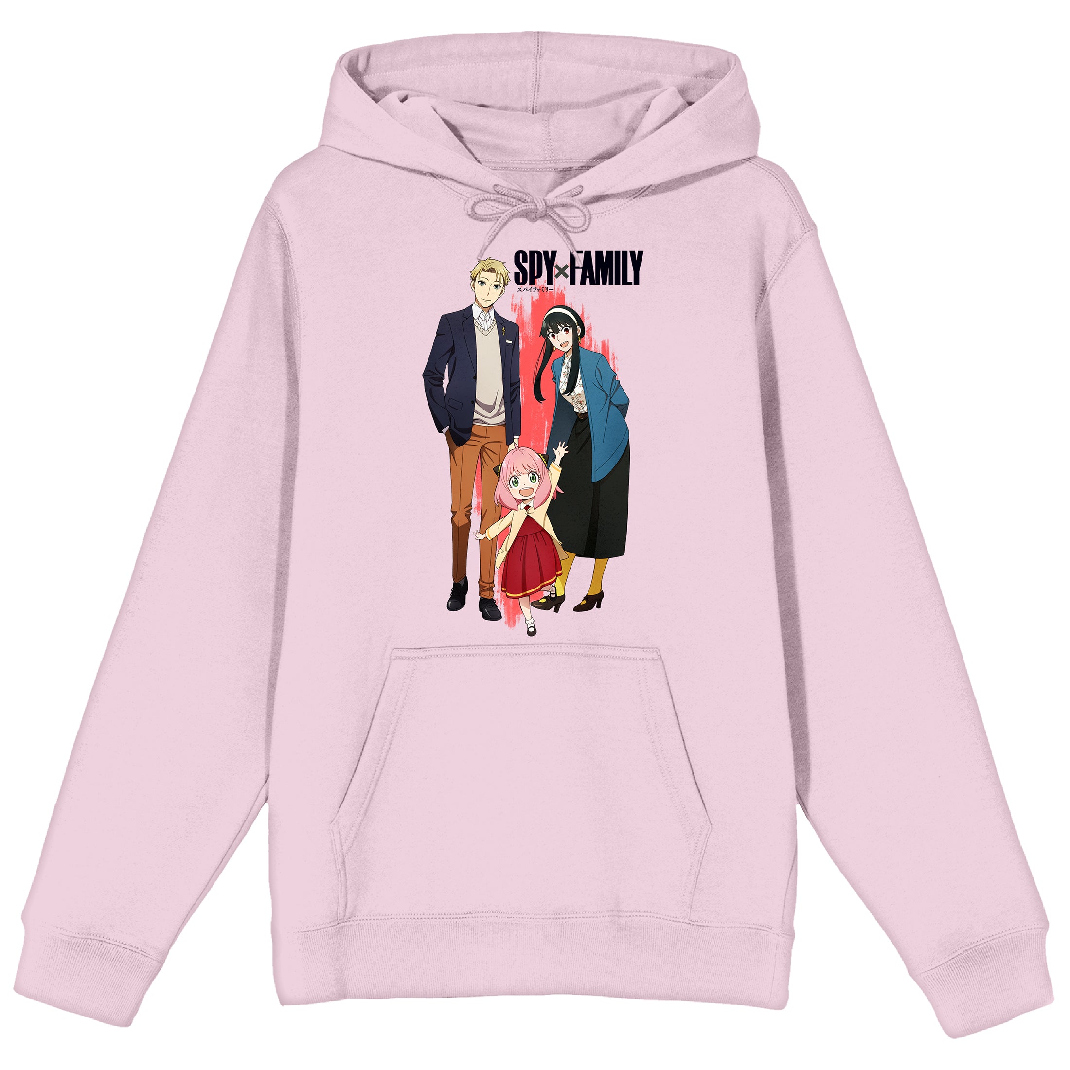 Spy X Family Forger Family & Logo Long Sleeve Cradle Pink Men's Hooded Sweatshirt-Small