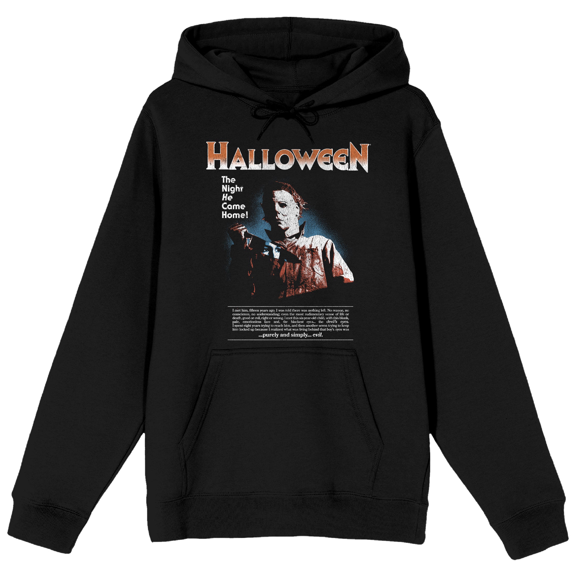 John Carpenter's Halloween The Night He Came Home Long Sleeve Men's Black Hooded Sweatshirt-XL