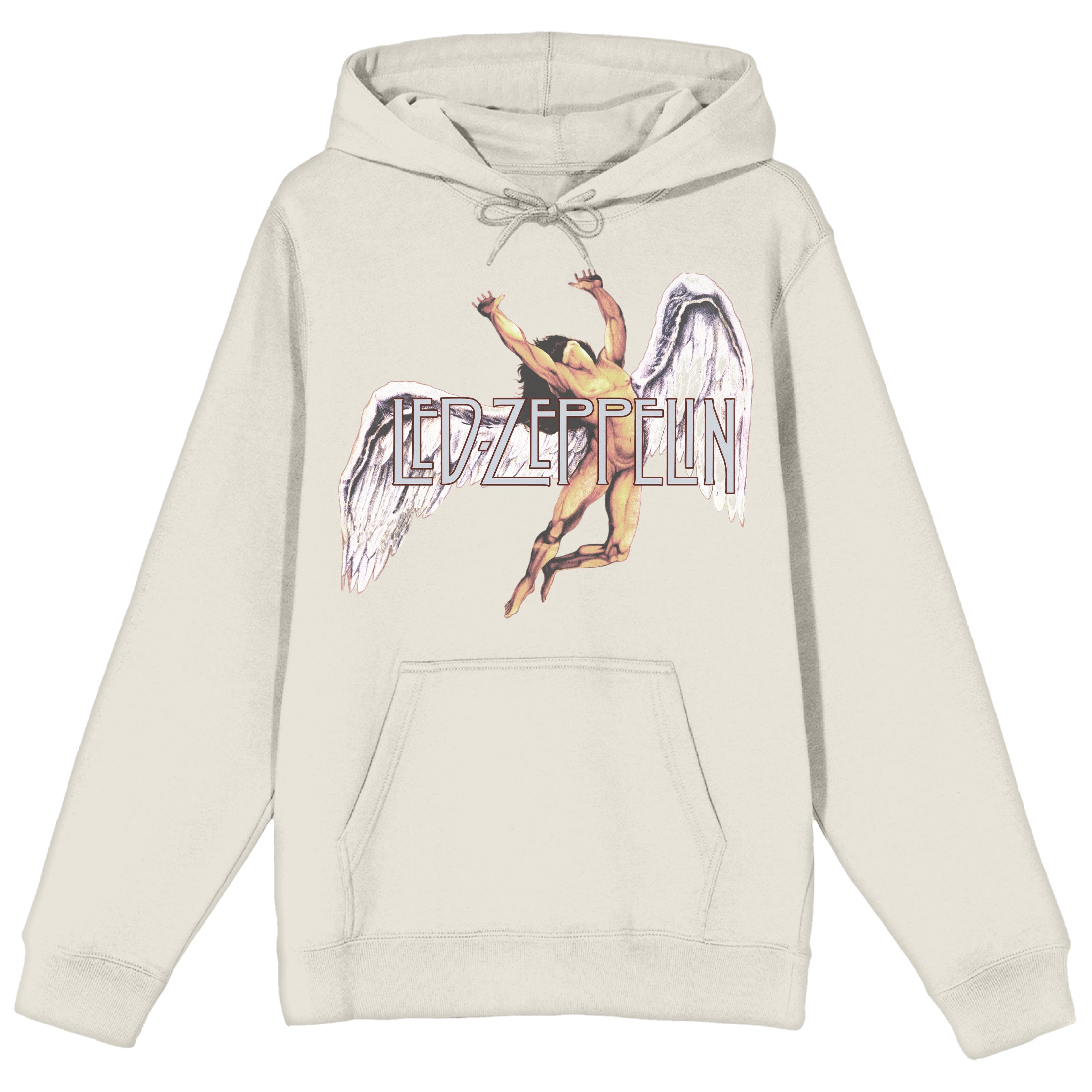 Led Zeppelin Falling Icarus & Logo Long Sleeve Sand Adult Hooded Sweatshirt