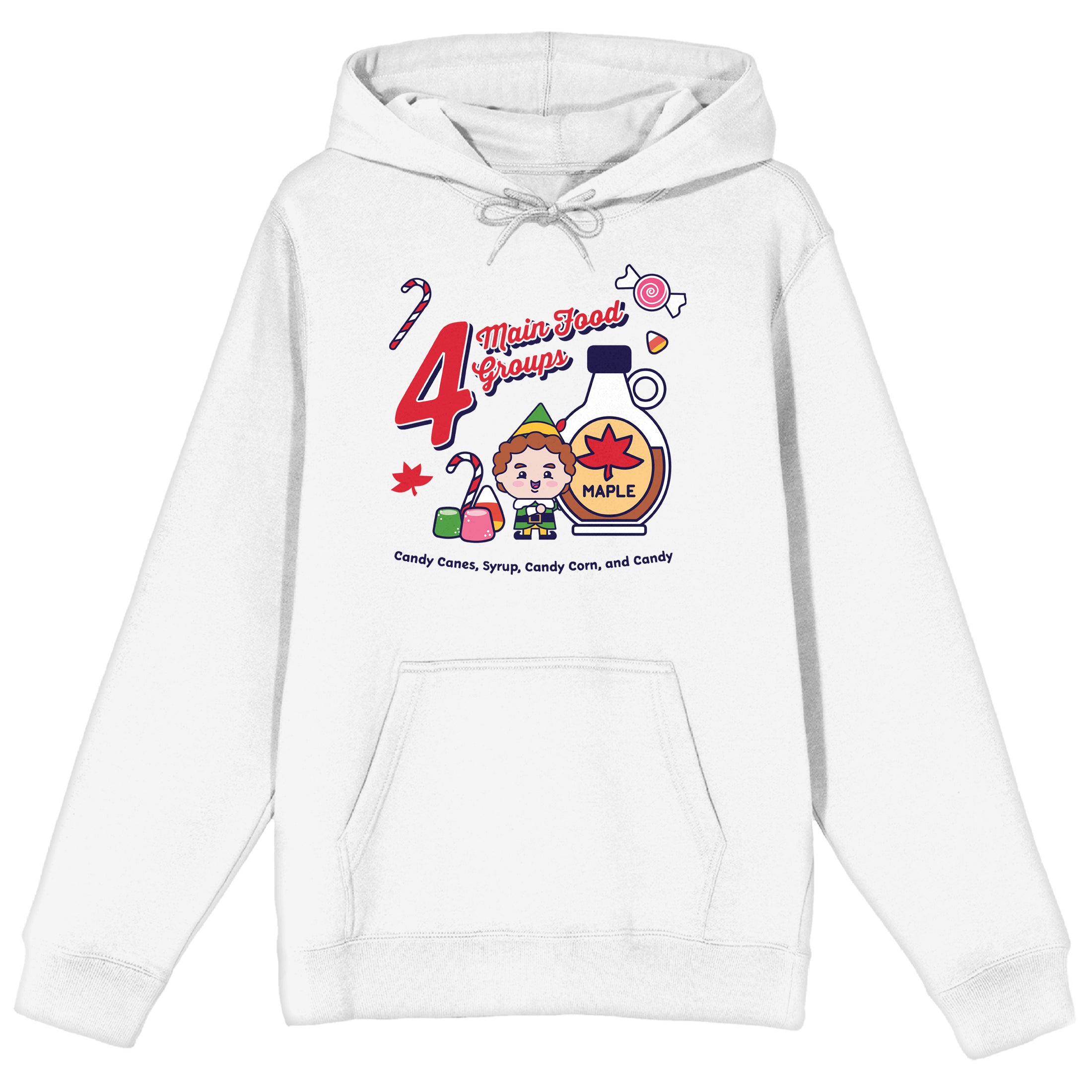 Four Main Food Groups Elf Movie Men's White Hoodie-XL