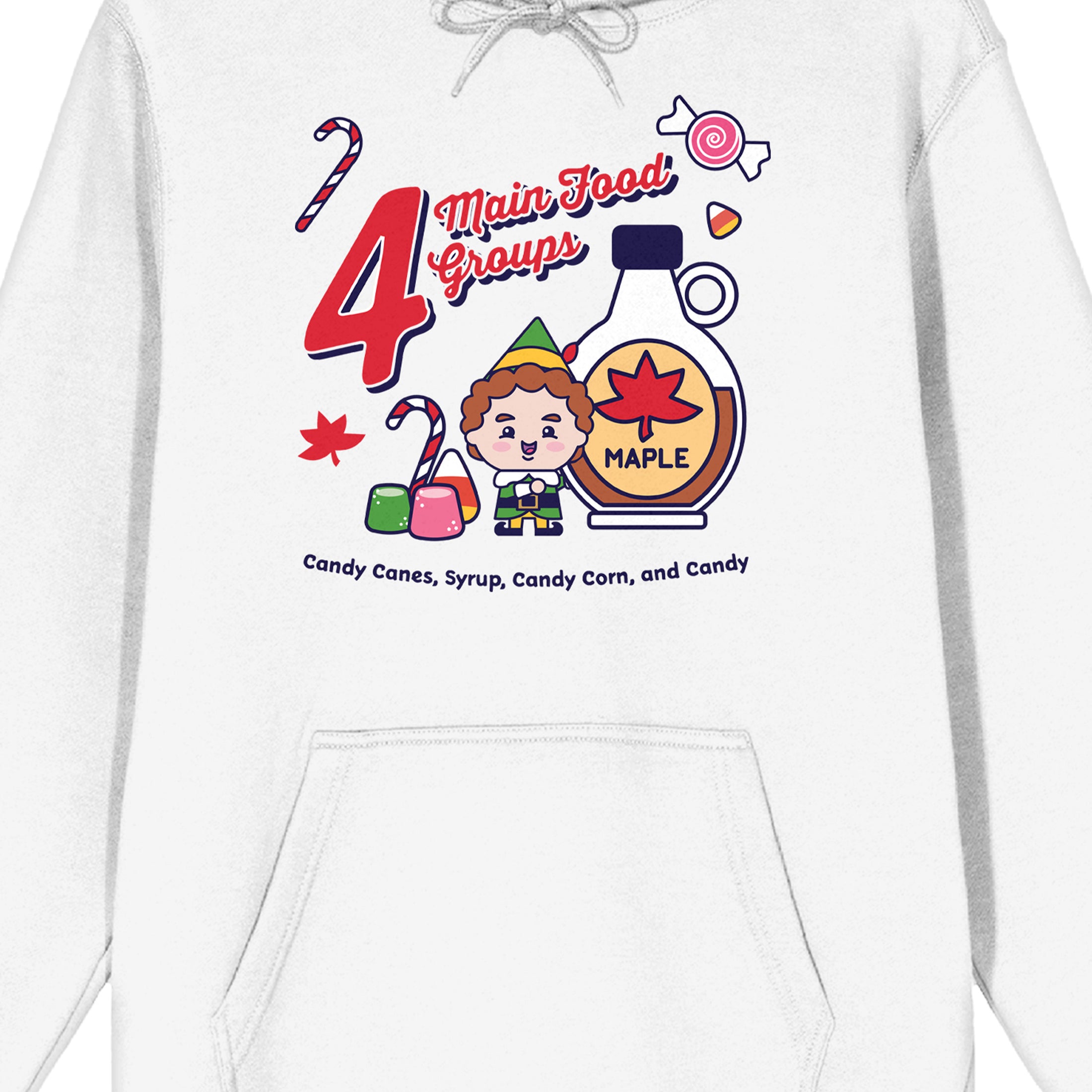 Four Main Food Groups Elf Movie Men's White Hoodie-XL