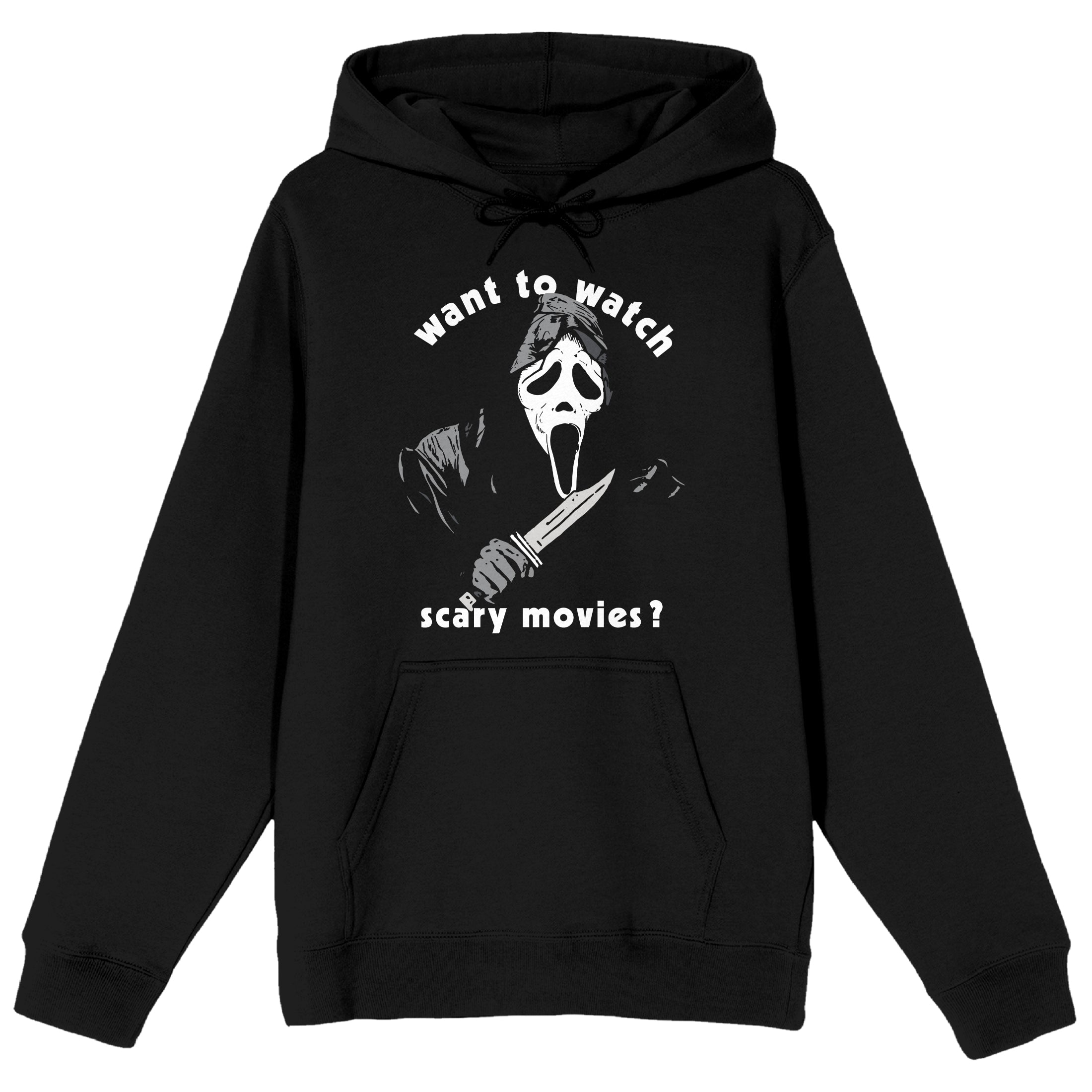 Ghostface Want To Watch Scary Movies? Men's Black Graphic Hoodie
