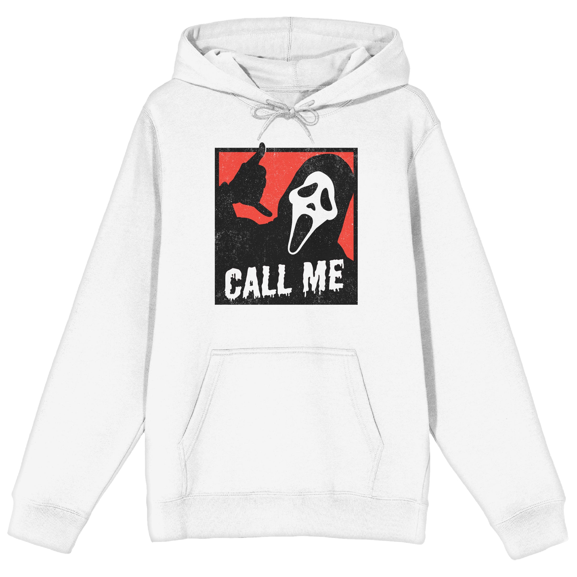 Ghostface Call Me Long Sleeve Men's White Hooded Sweatshirt