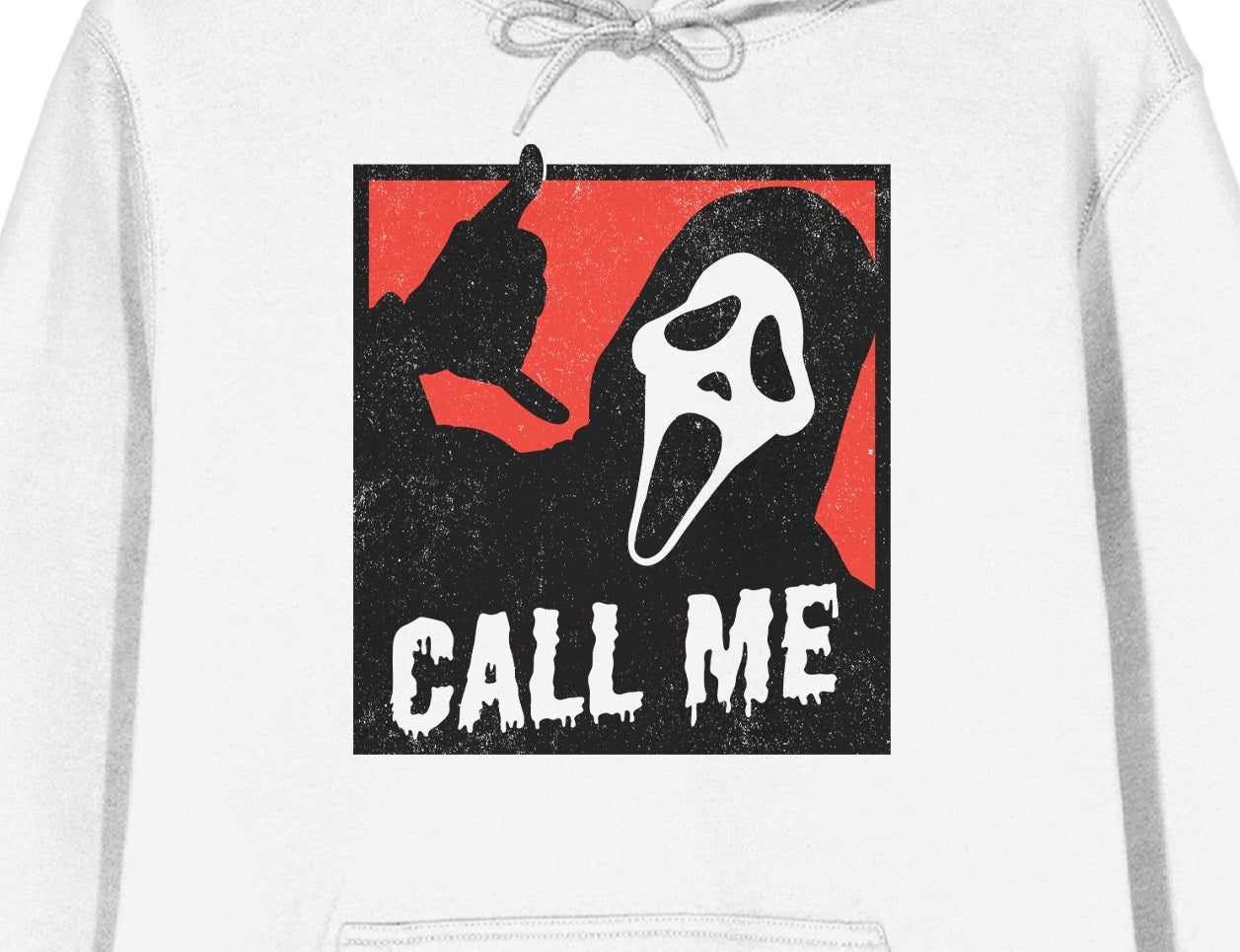 Ghostface Call Me Long Sleeve Men's White Hooded Sweatshirt-XXL