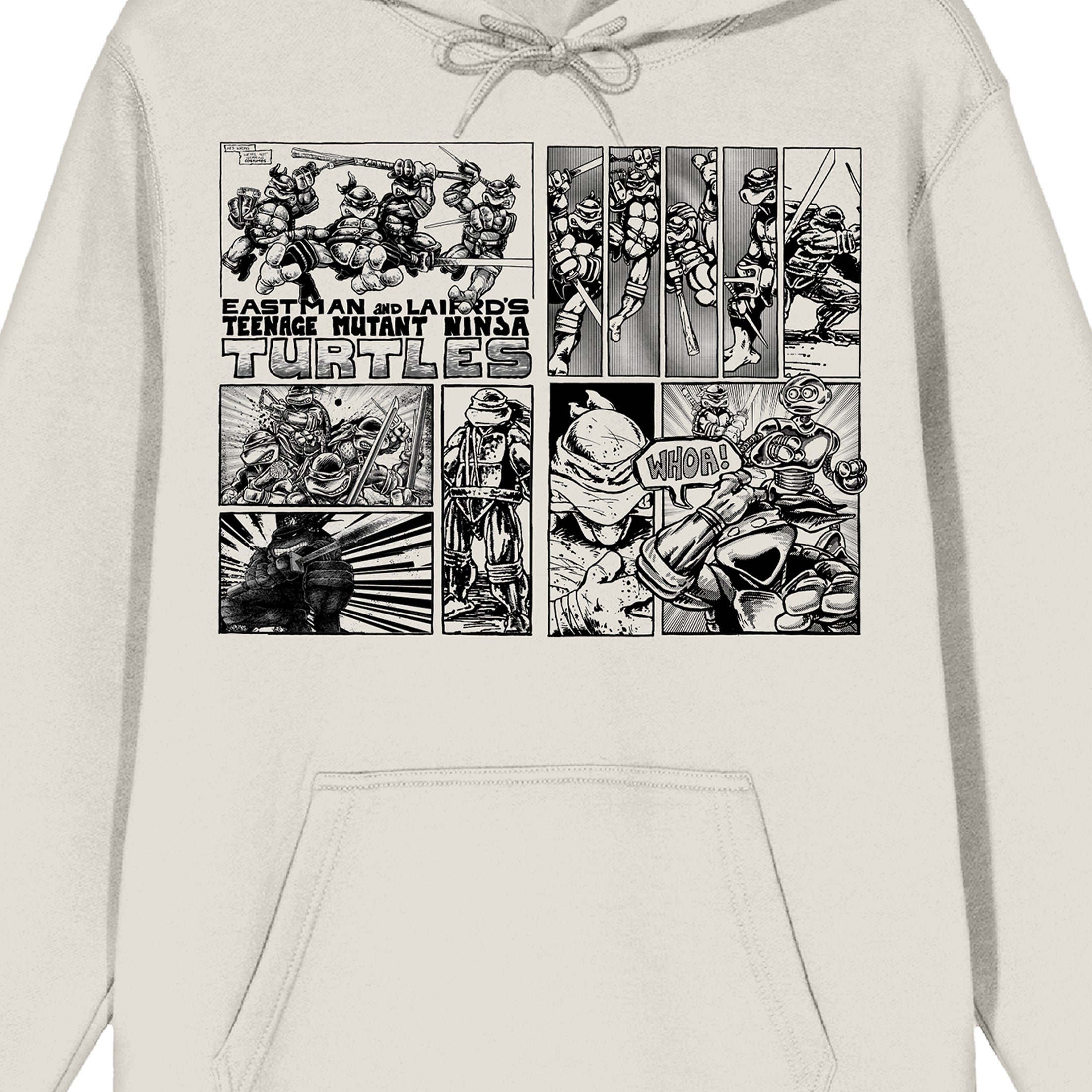 TMNT Comic Origins Comic Strip Art Long Sleeve Cream Adult Hooded Sweatshirt-Small
