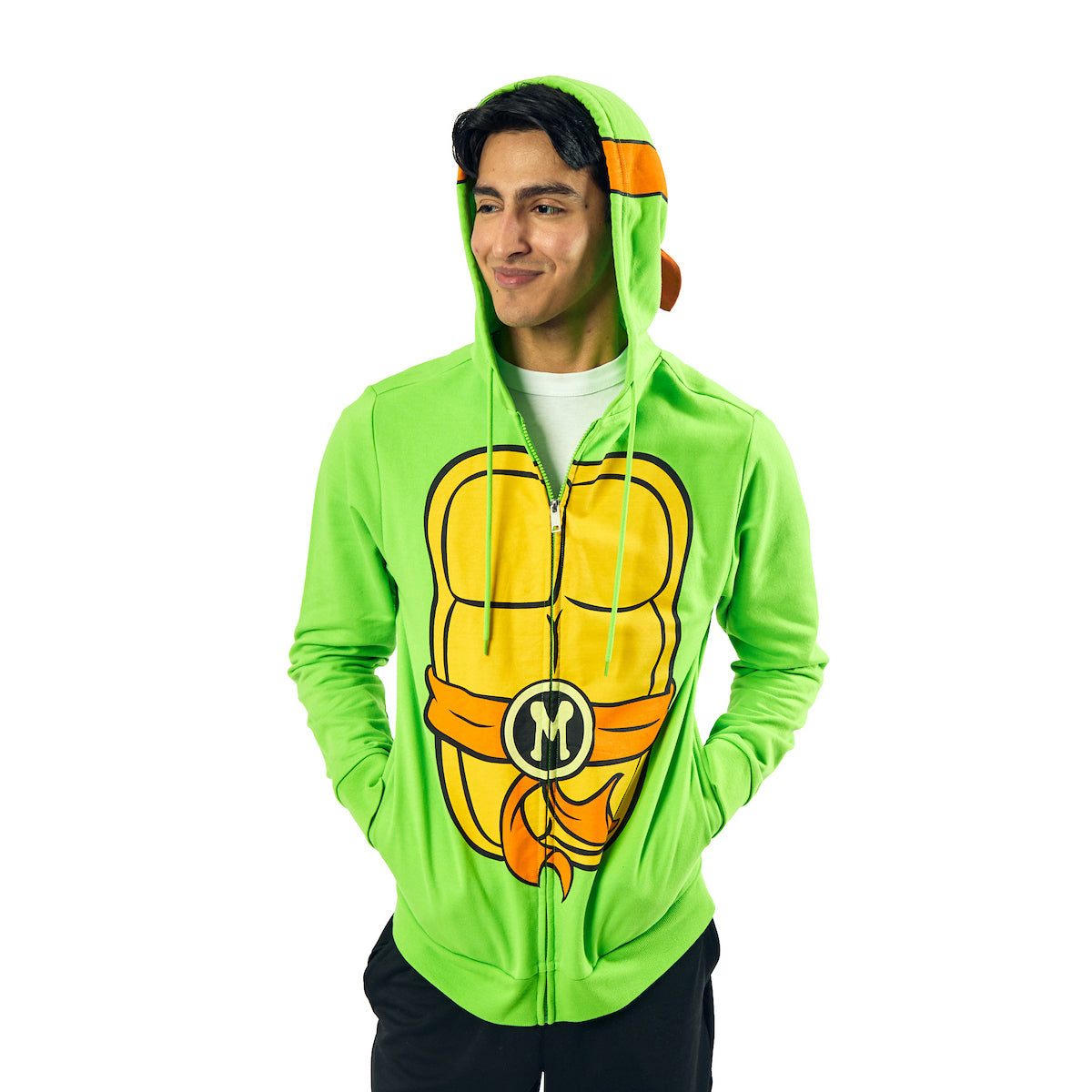 Teenage Mutant Ninja Turtles Michelangelo Long Sleeve Men's Green Cosplay Hoodie
