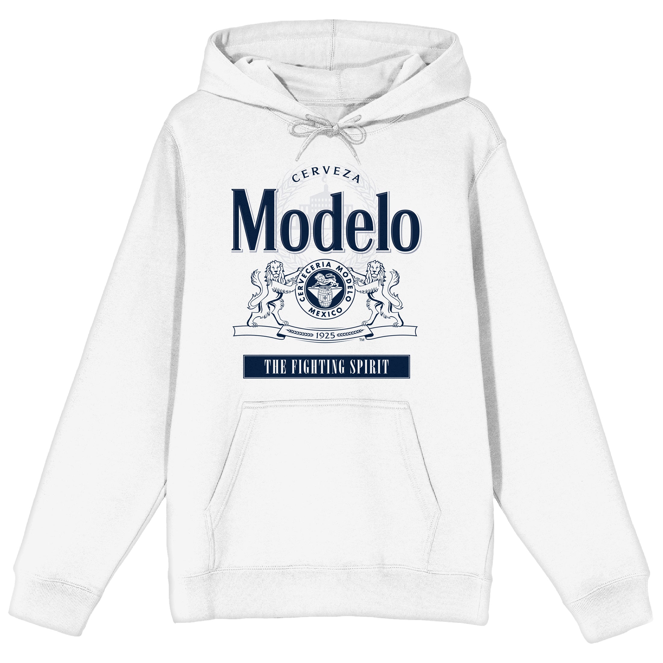 Modelo The FIghting Spirit Long Sleeve White Adult Hooded Sweatshirt