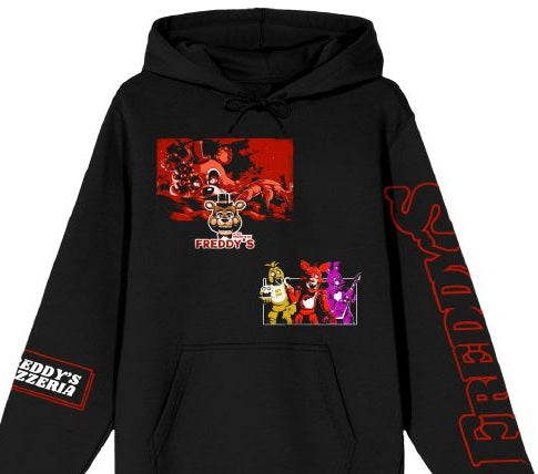 Five Nights At Freddy's Character Art Men's Black Long Sleeve Hooded Sweatshirt
