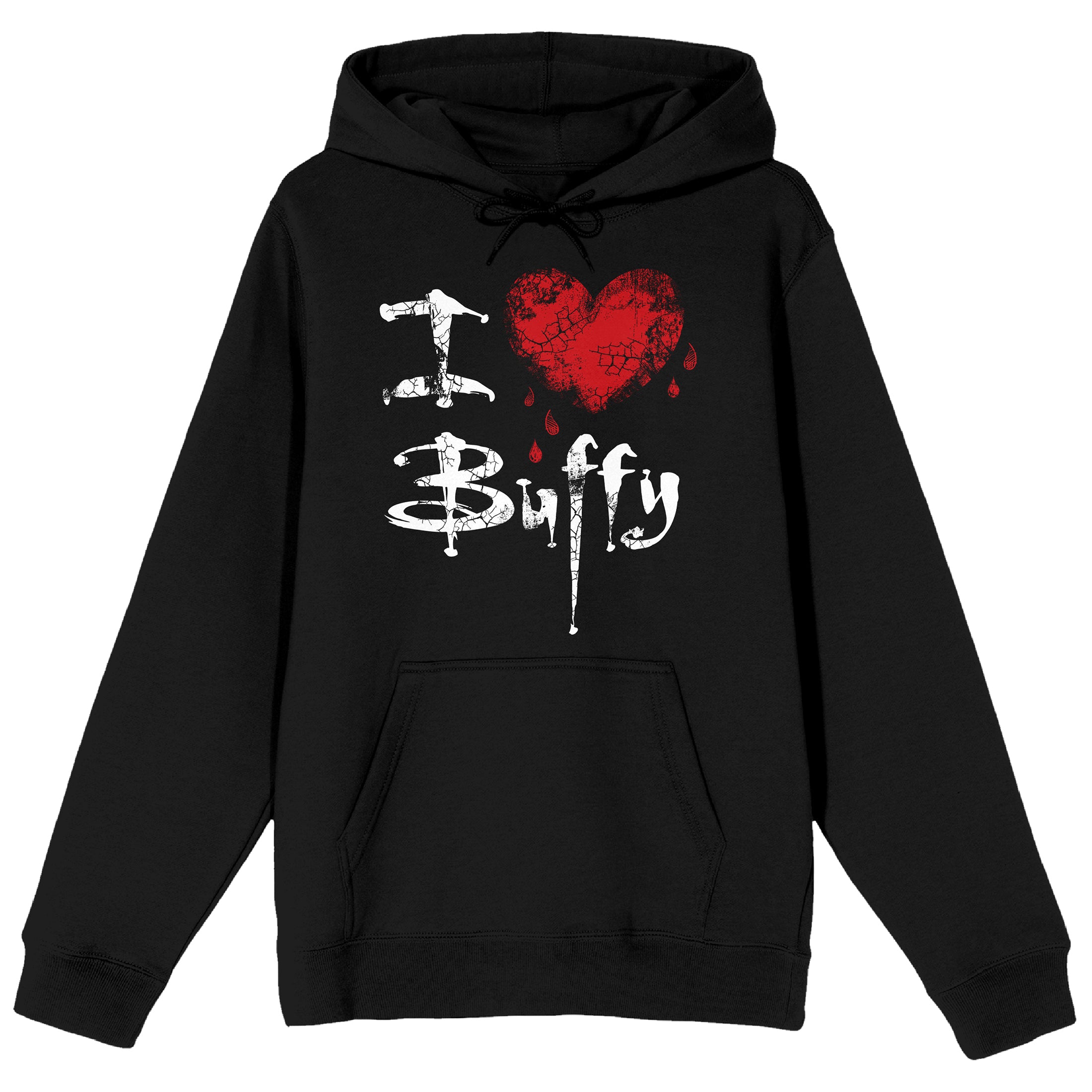 Buffy The Vampire Slayer I Love Buffy Long Sleeve Black Adult Hooded Sweatshirt