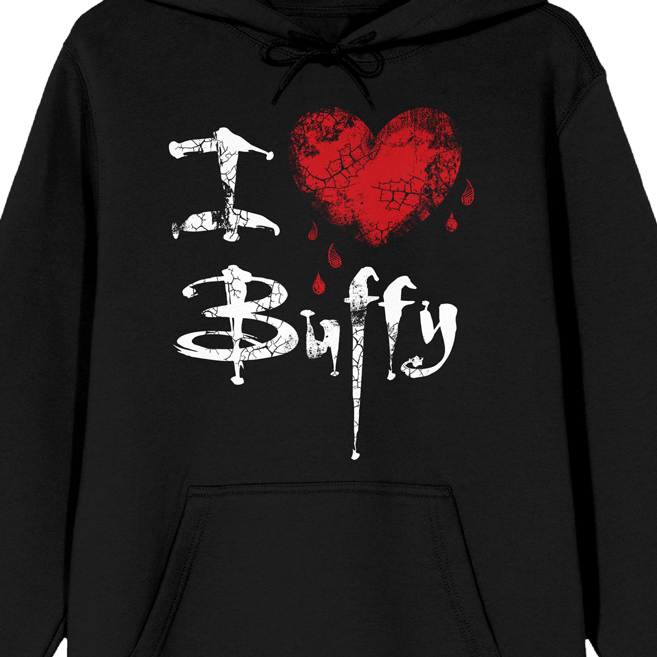 Buffy The Vampire Slayer I Love Buffy Long Sleeve Black Adult Hooded Sweatshirt-Small