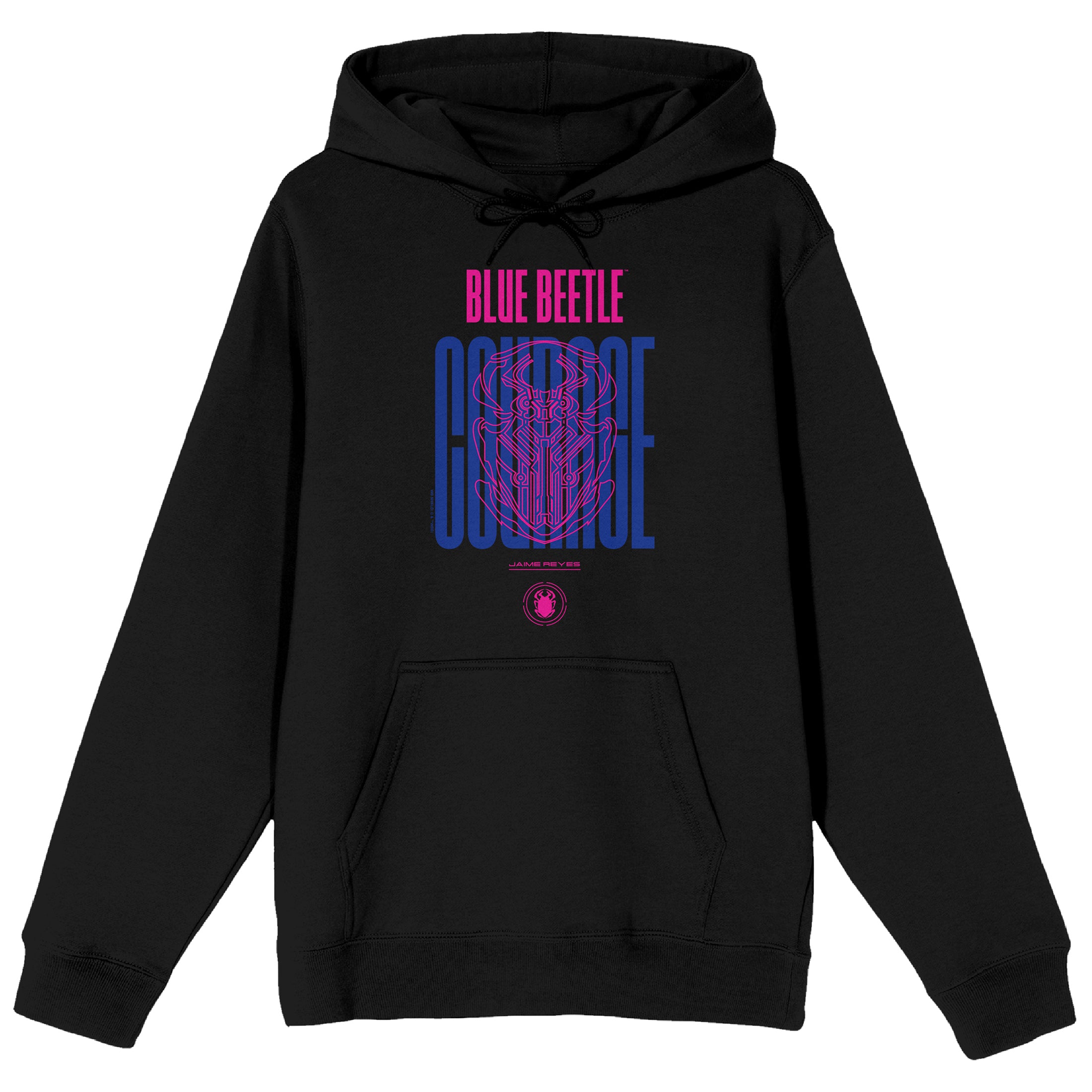 Blue Beetle Courage Long Sleeve Black Adult Hooded Sweatshirt