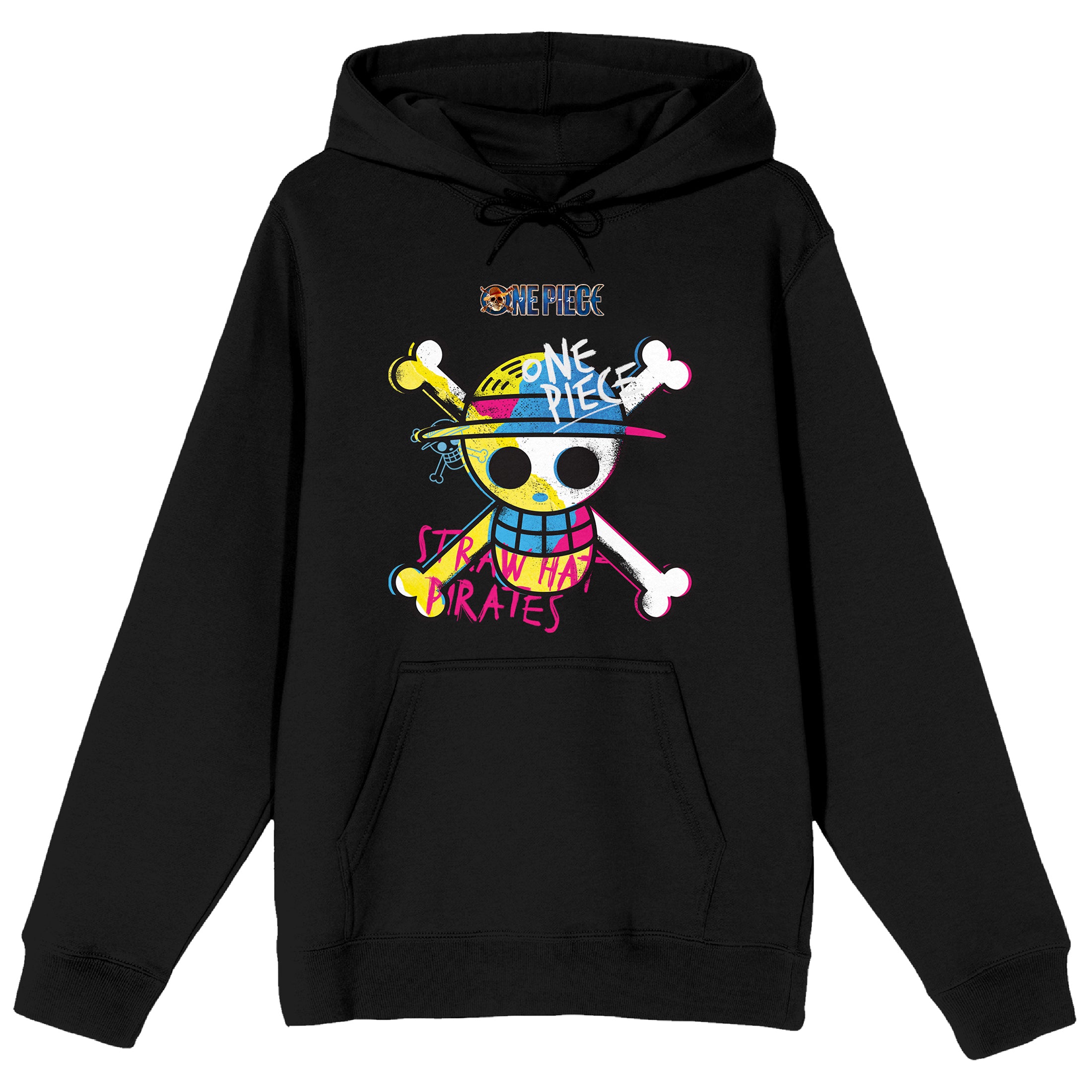 One Piece (Live Action) Graffiti-Style Straw Hat Pirates Adult Black Graphic Hoodie-XXL