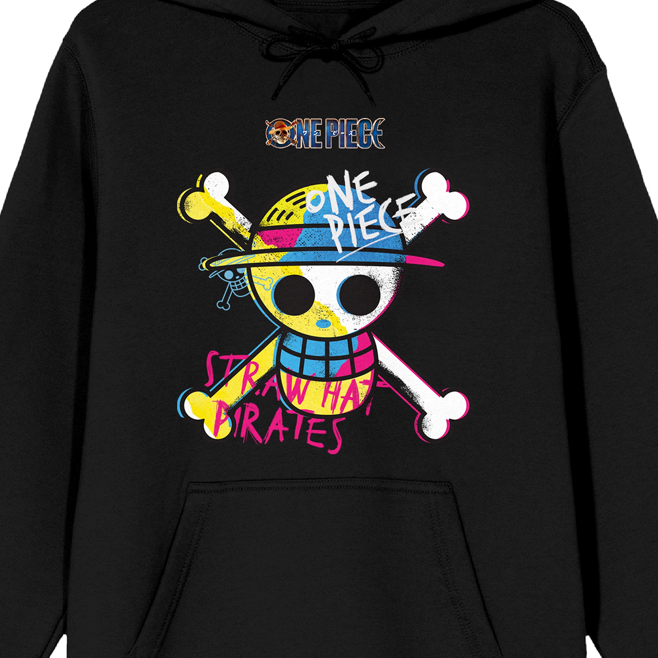 One Piece (Live Action) Graffiti-Style Straw Hat Pirates Adult Black Graphic Hoodie-XXL