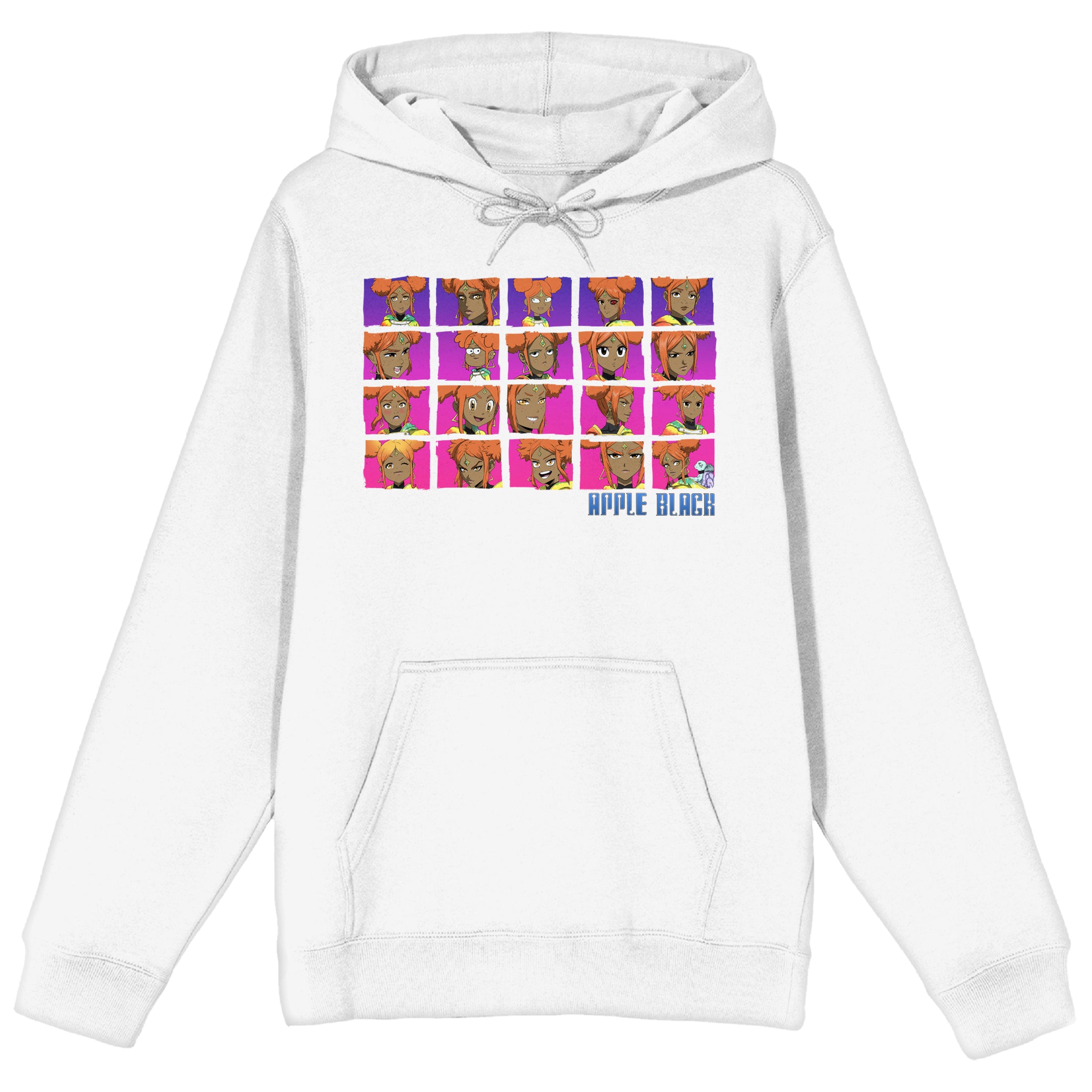 Apple Black Opal Wantmore Facial Expressions Adult White Graphic Hoodie-XXL