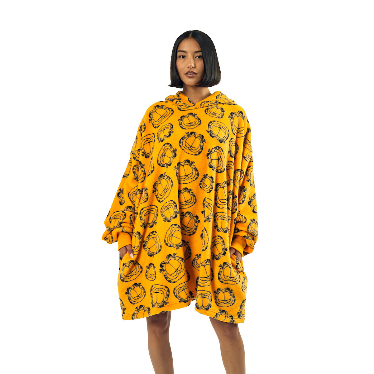 Garfield Character Heads All-Over Print Oversized Hoodie Wearable Blanket-OSFA