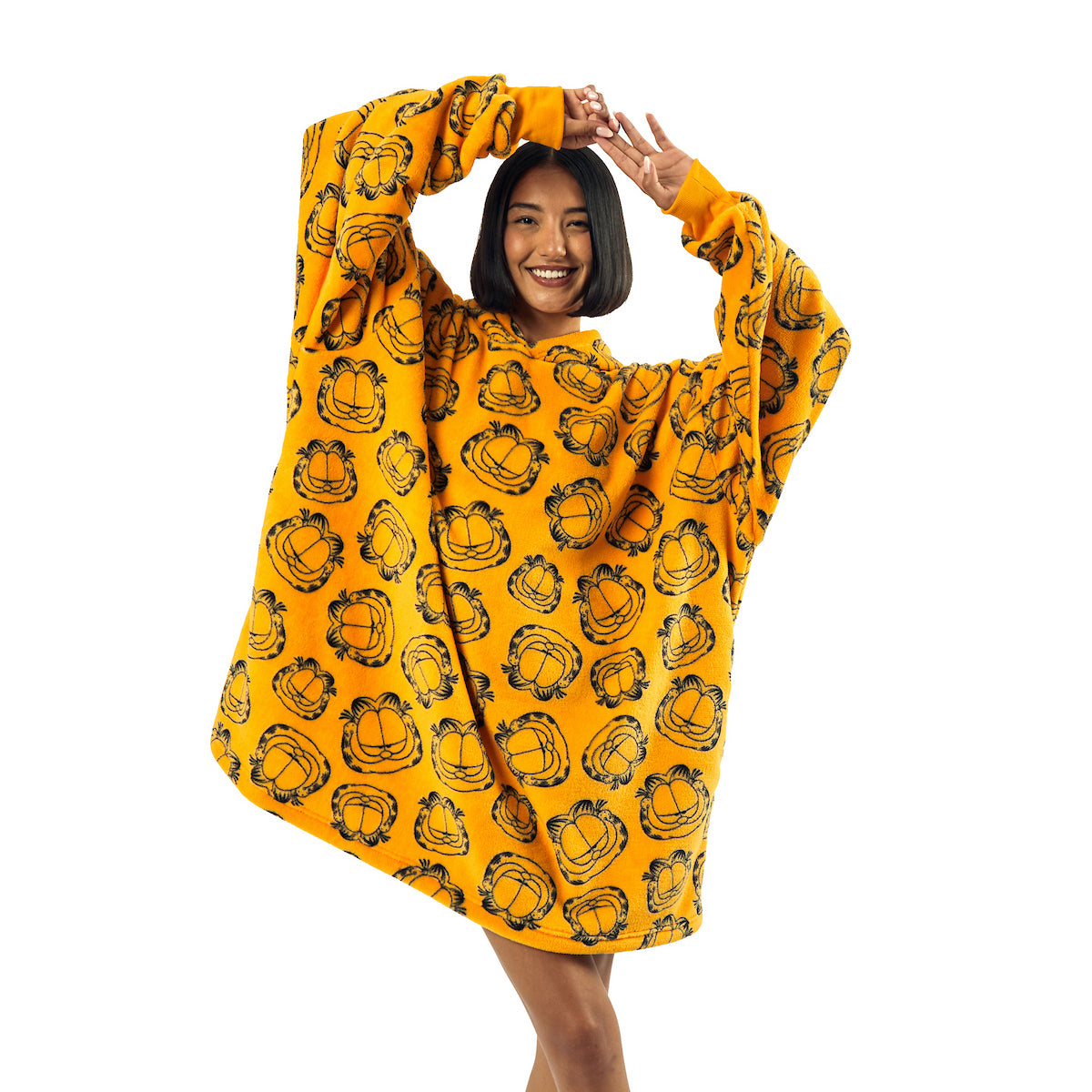 Garfield Character Heads All-Over Print Oversized Hoodie Wearable Blanket-OSFA