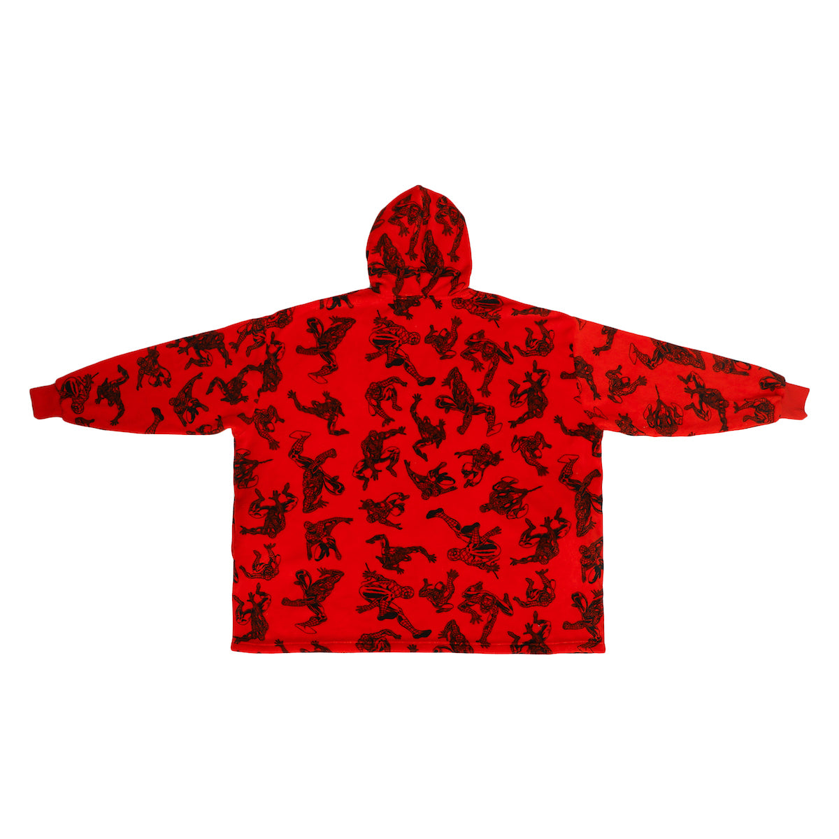 Marvel Spider-Man All-Over Print Red Long Sleeve Oversized Hoodie Wearable Blanket-OSFA