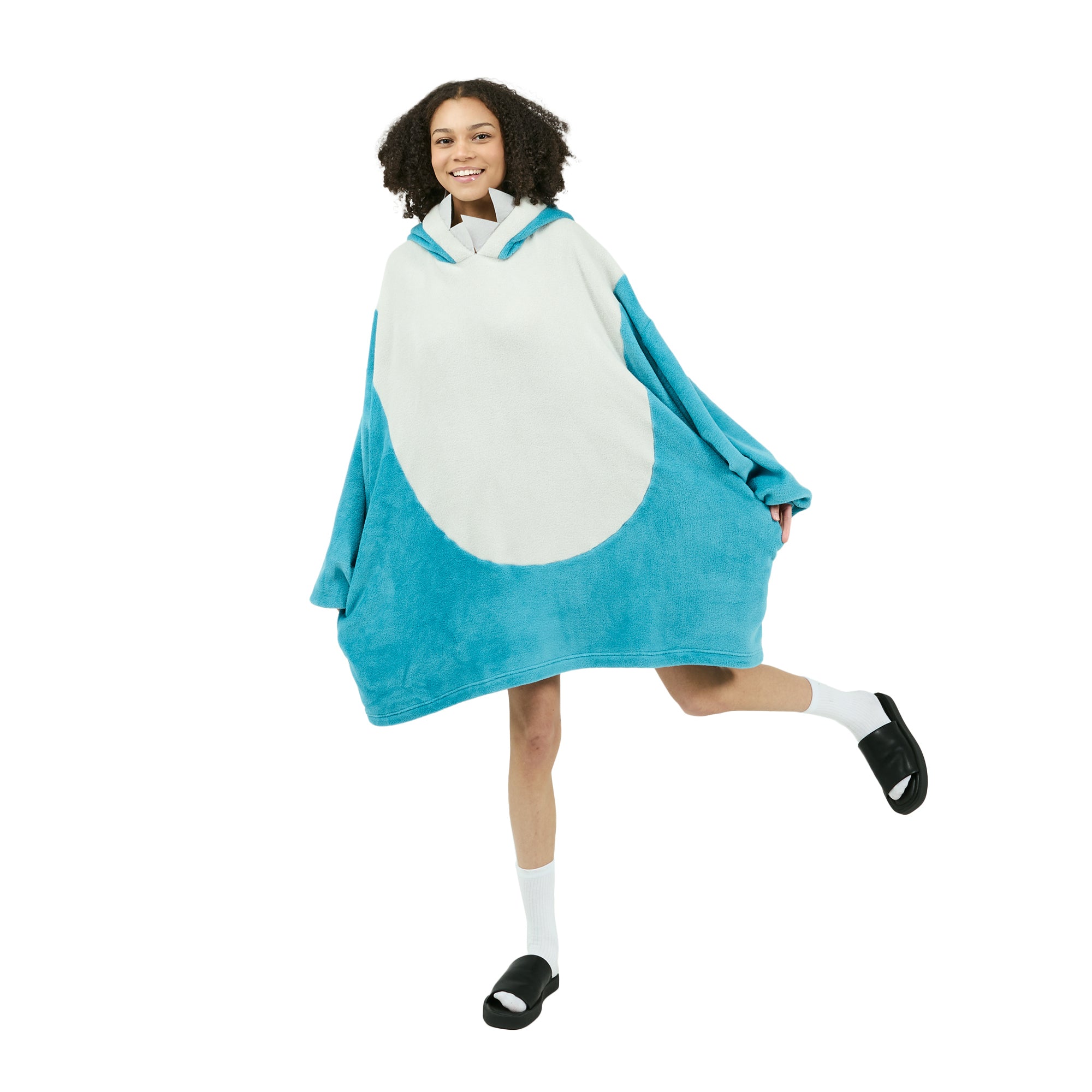 Shark Blue Long Sleeve Hooded Blanket-OSFA