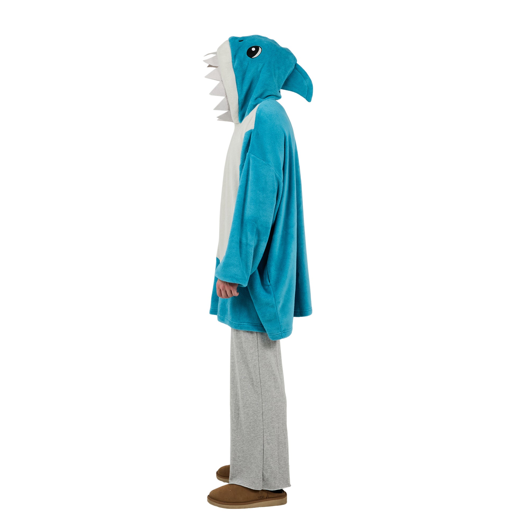 Shark Blue Long Sleeve Hooded Blanket-OSFA