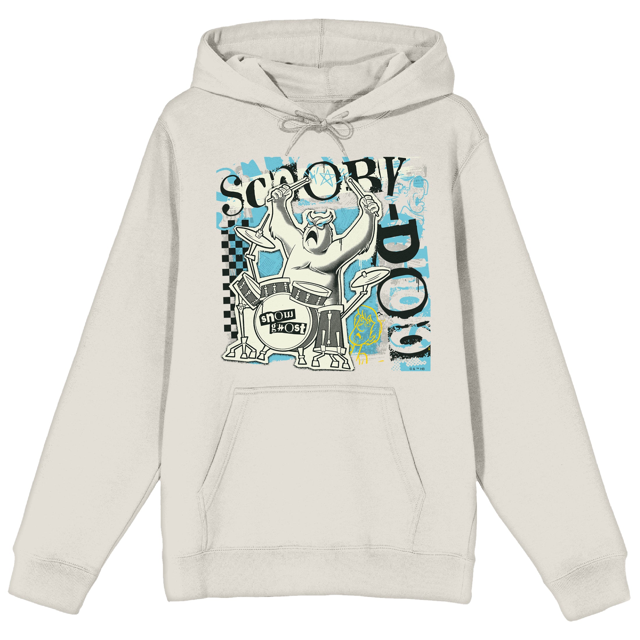 Scooby Doo Snow Ghost Drummer Long Sleeve Adult Sand Hooded Sweatshirt