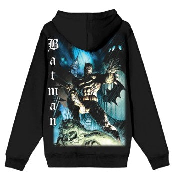 Batman Heroic Pose Oversized Graphic Men's Black Long Sleeve Hooded Sweatshirt