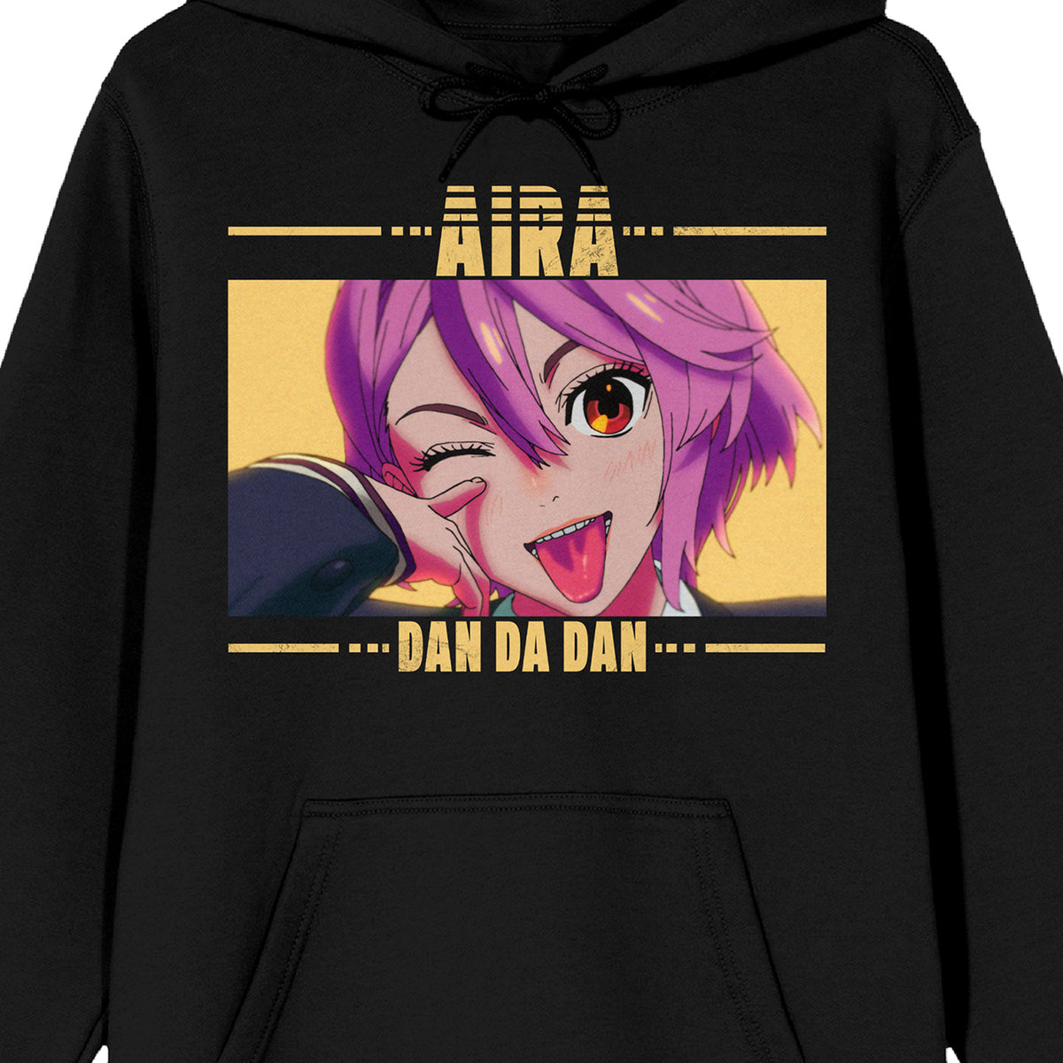 Dandadan Aira Shiratori, Dandadan text, Kanji text on Black Adult Hoodie