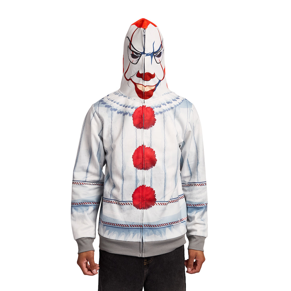 IT Pennywise Men's Long Sleeve Cosplay Zip Hoodie