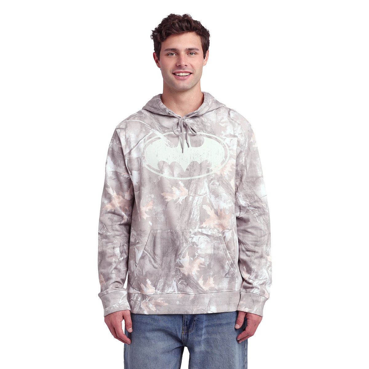Batman Bat Signal Men's Double-Sided Camo Hoodie With Kangaroo Pocket