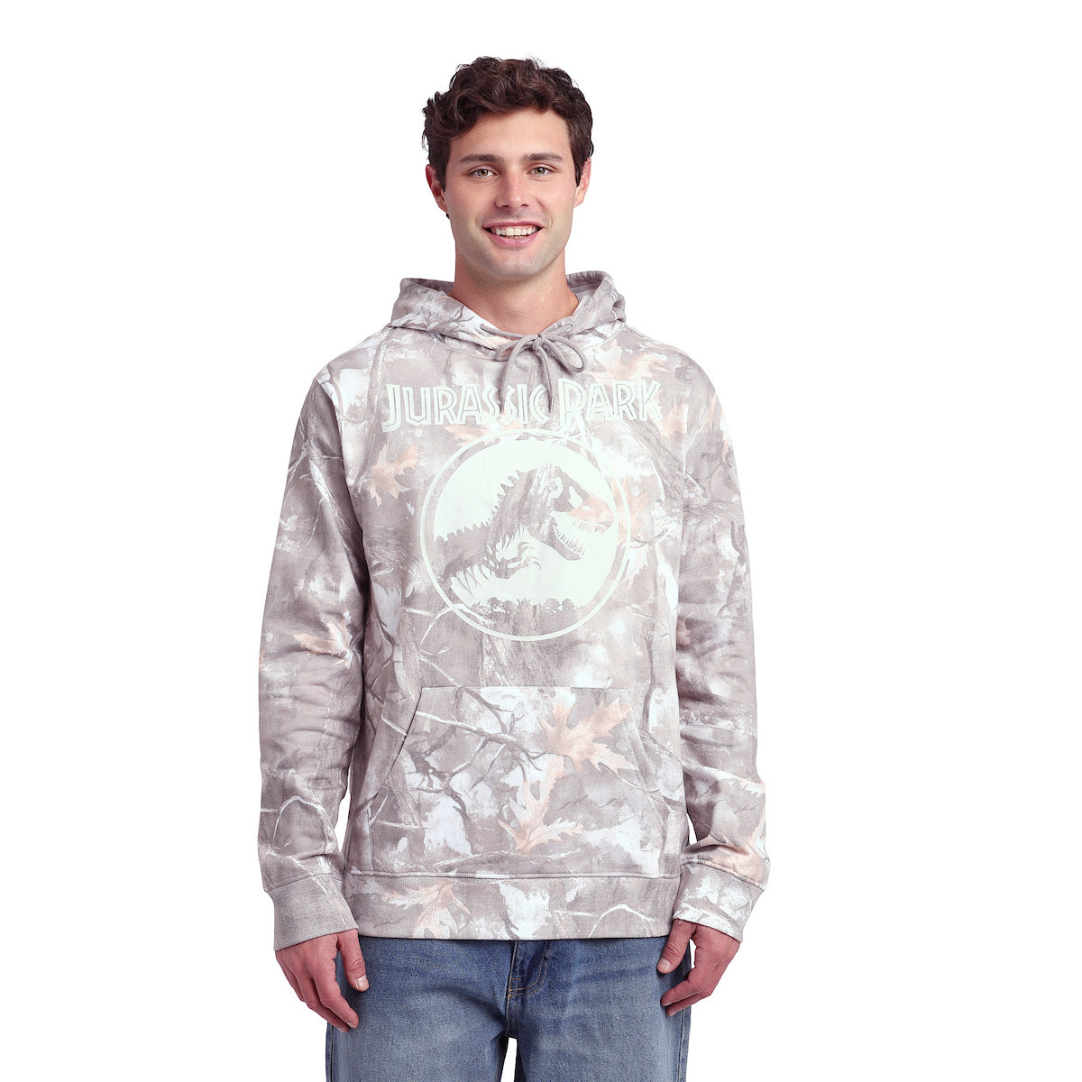 Jurassic Park Classic Logo Men's Double-Sided Hoodie With Kangaroo Pocket