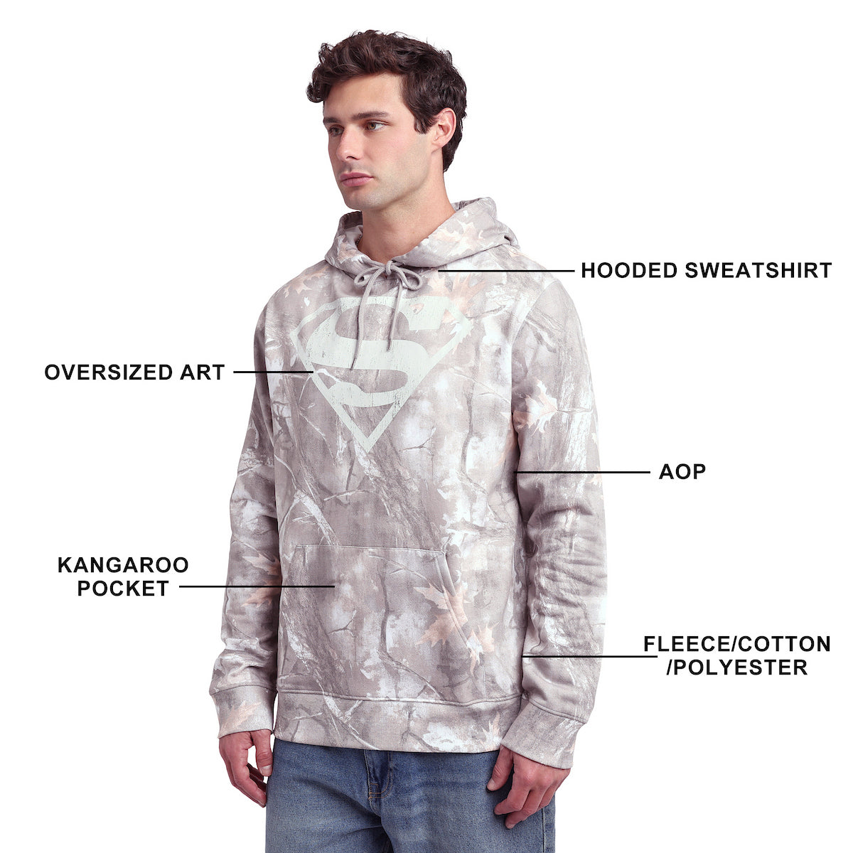 Superman S Shield Men's Graphic Hoodie With Kangaroo Pocket