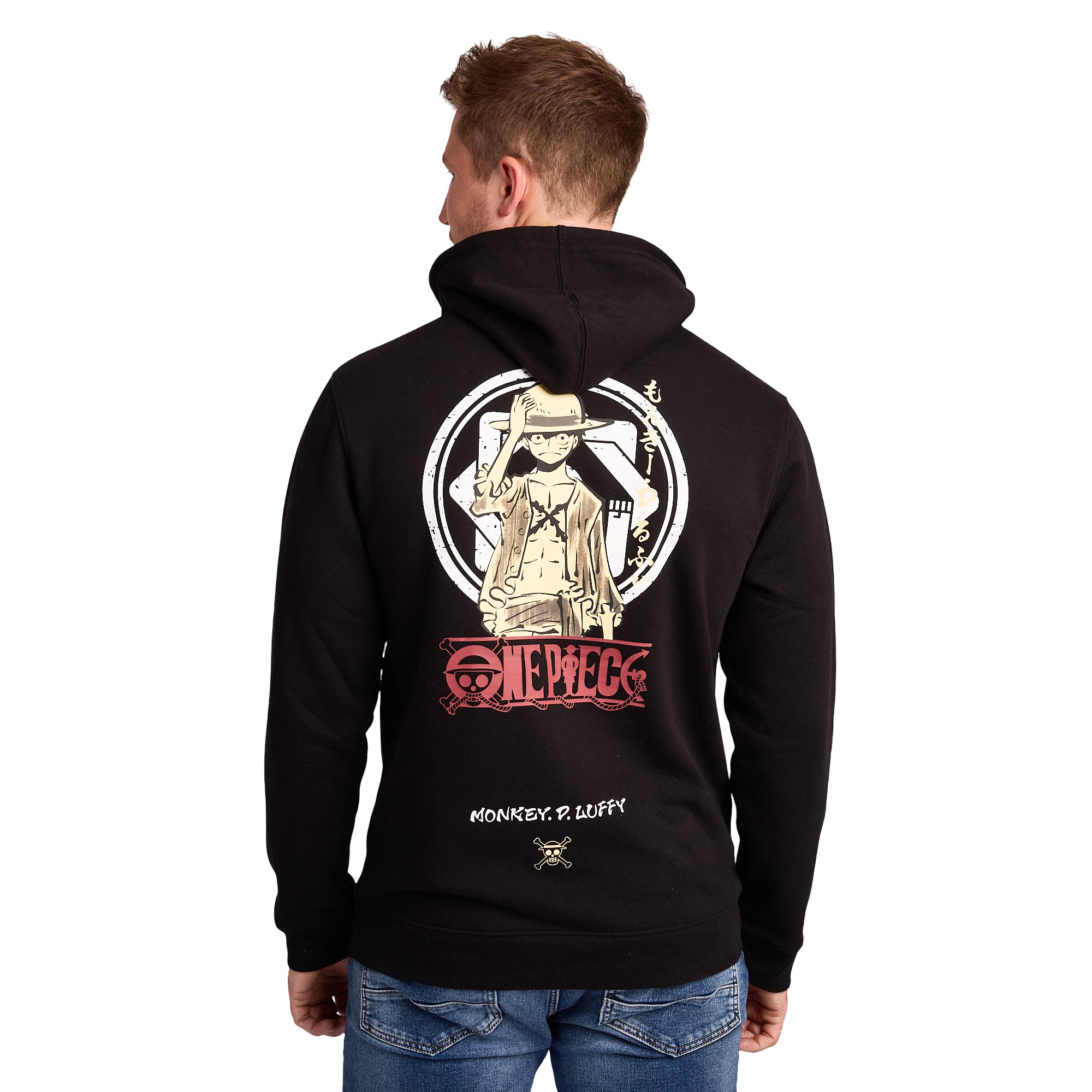 One Piece Monkey D. Luffy Men's Black Long Sleeve Hooded Sweatshirt