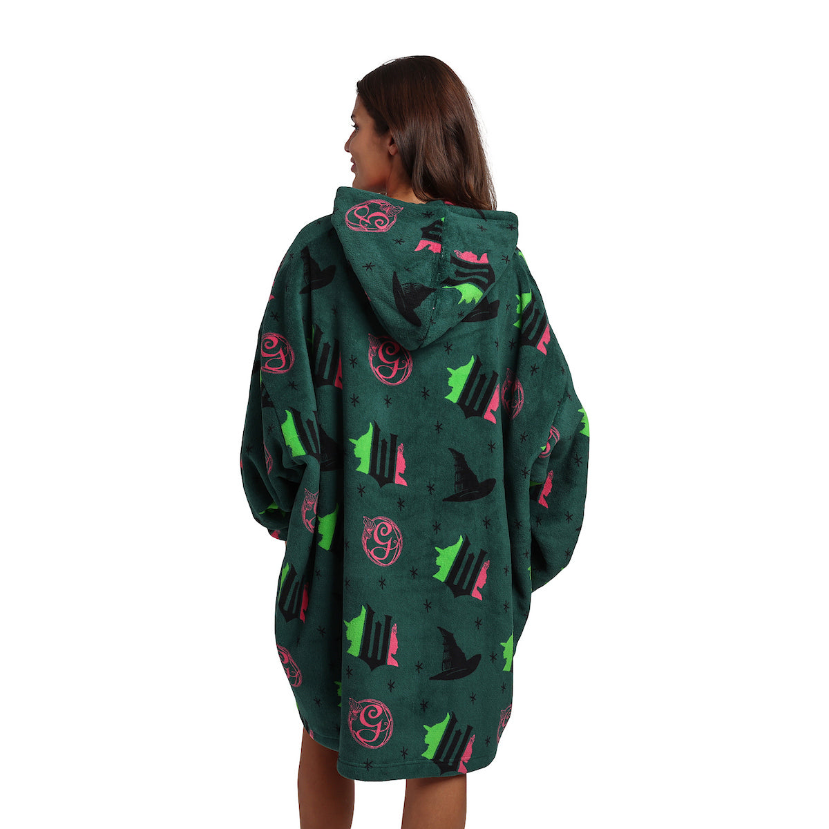 Wicked Part 1 Witch & Glinda Seal All-Over Print Adult Green Long Sleeve Comfy Hooded Blanket