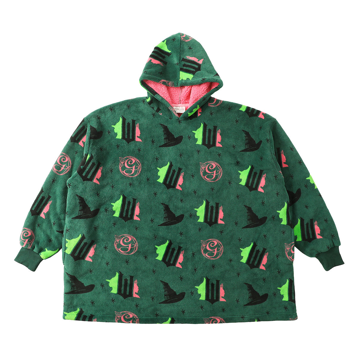 Wicked Part 1 Witch & Glinda Seal All-Over Print Adult Green Long Sleeve Comfy Hooded Blanket