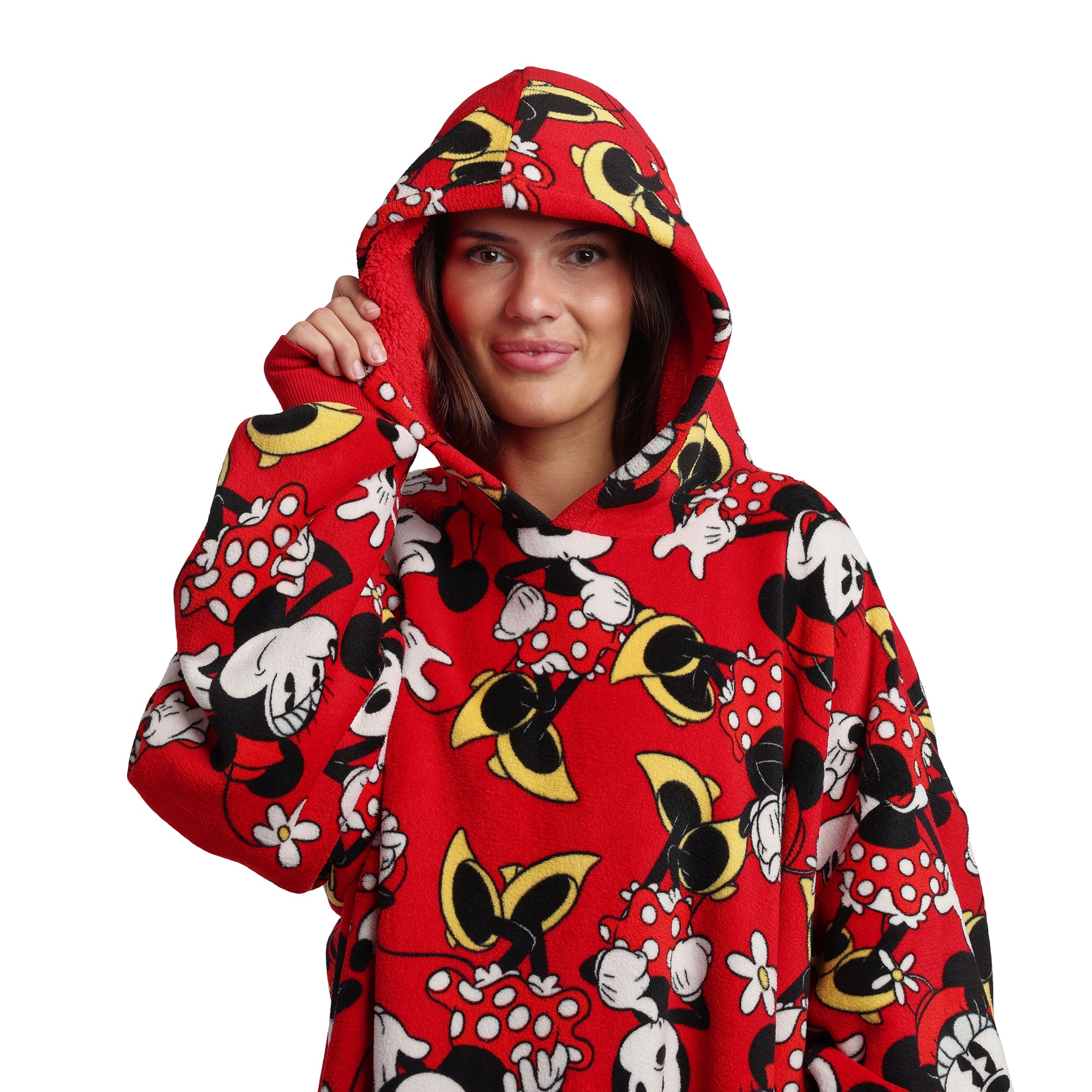 Minnie Mouse Classic Adult Long Sleeve Sherpa-Lined Hooded Blanket