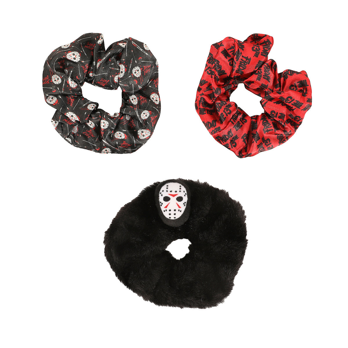 Friday the 13th AOP Stuffed Head 3 Pack Scrunchie Set