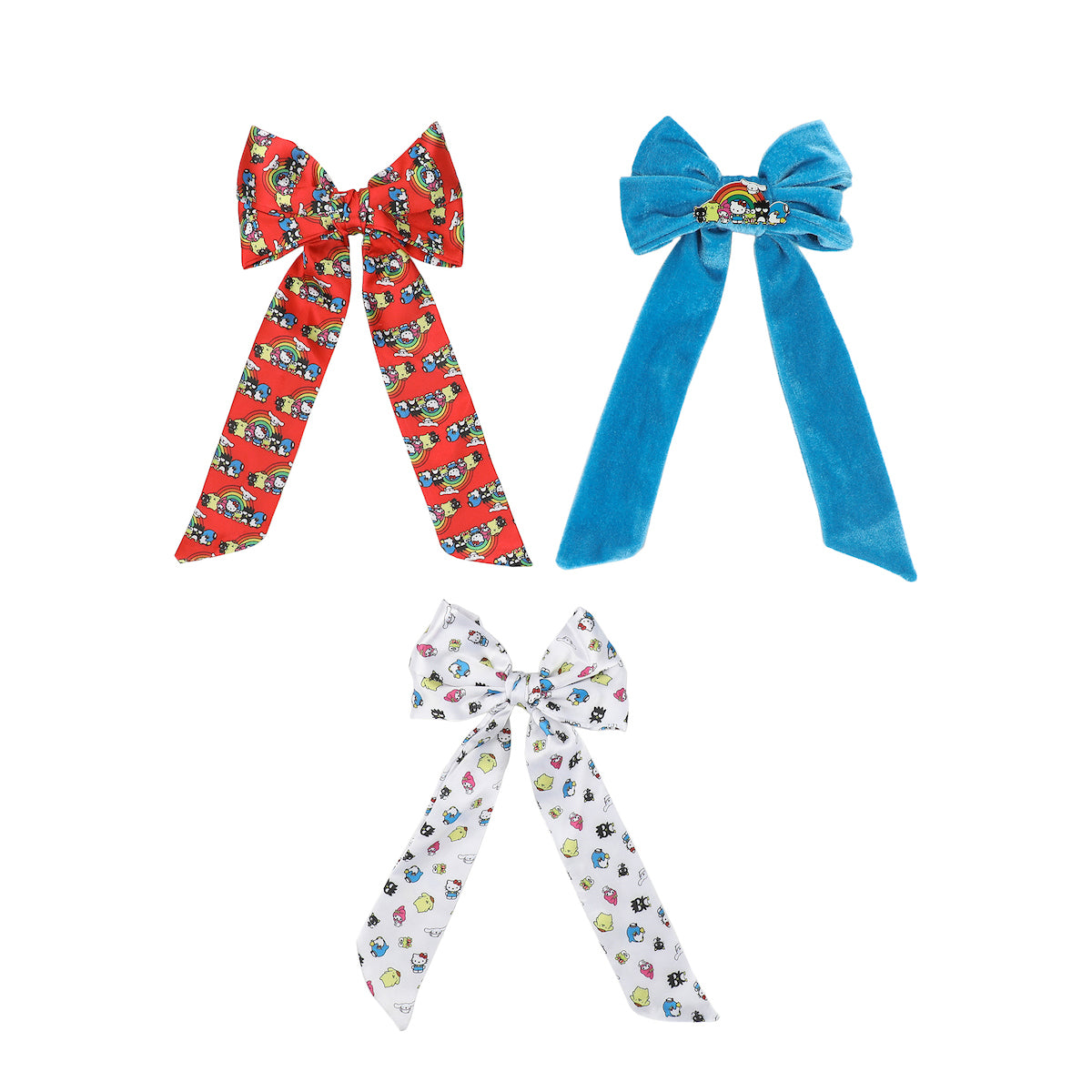 Hello Kitty & Friends Character Rainbow 3-Piece Bow Clips Set