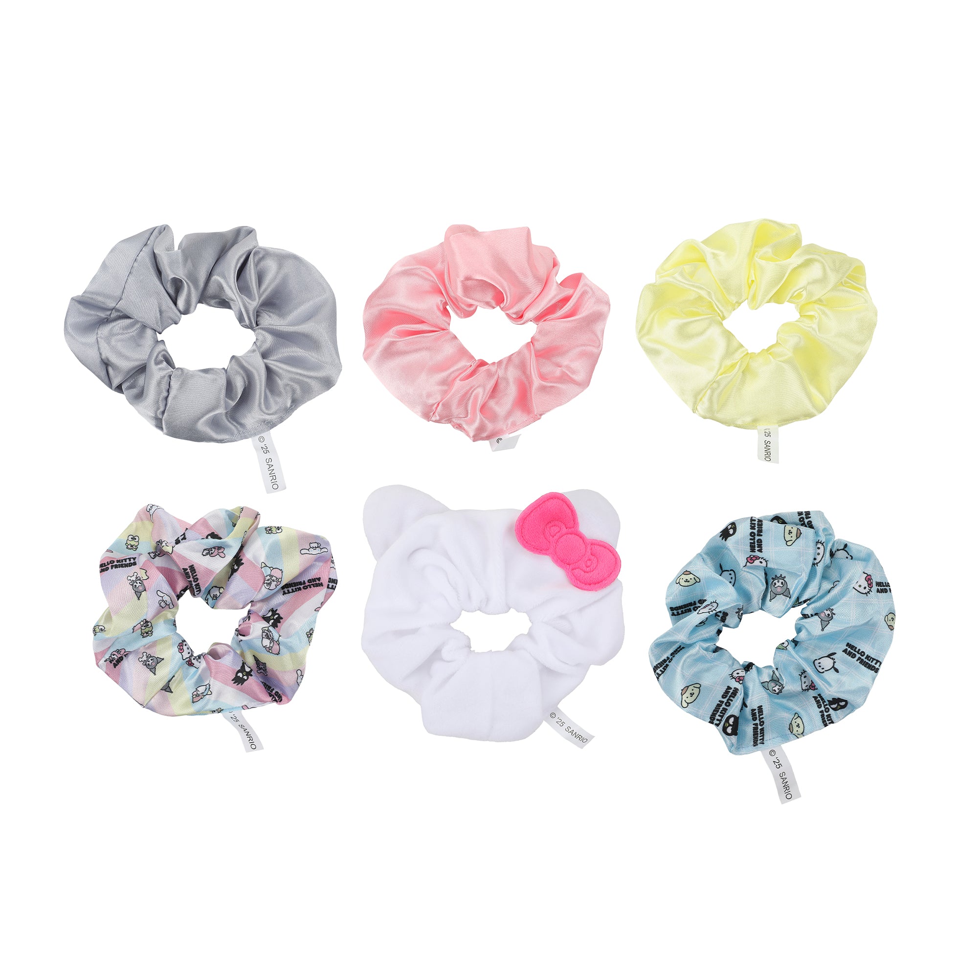Hello Kitty & Friends Printed Fabric Hair Scrunchies (6-Piece Set)