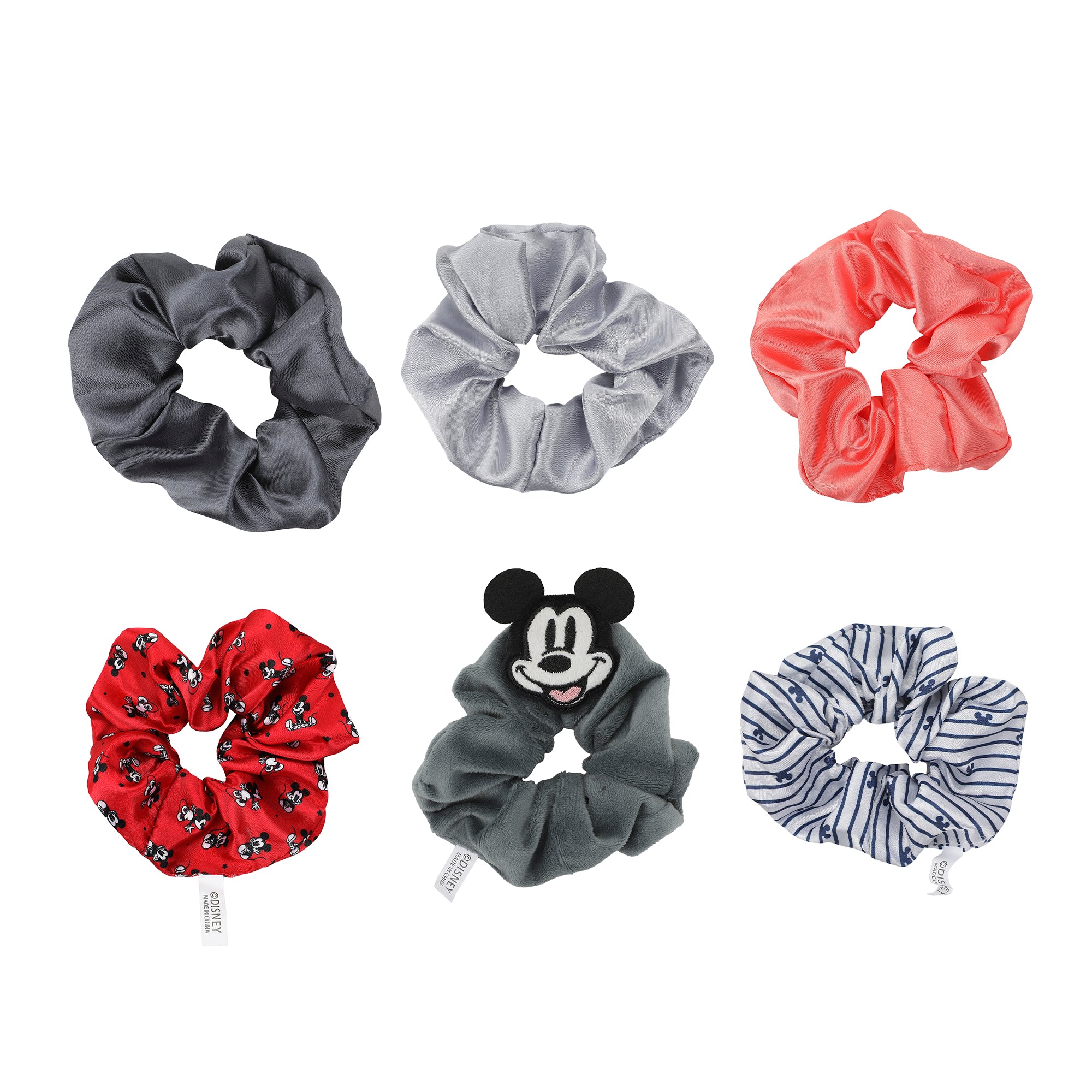 Disney Mickey Mouse Printed Fabric Hair Scrunchies (6-Piece Set)