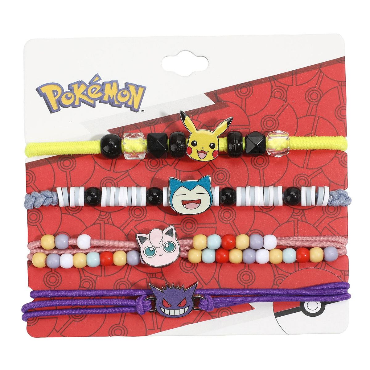 Pokemon Pikachu Snorlax Jigglypuff Gengar Hair Tie Bracelet Set